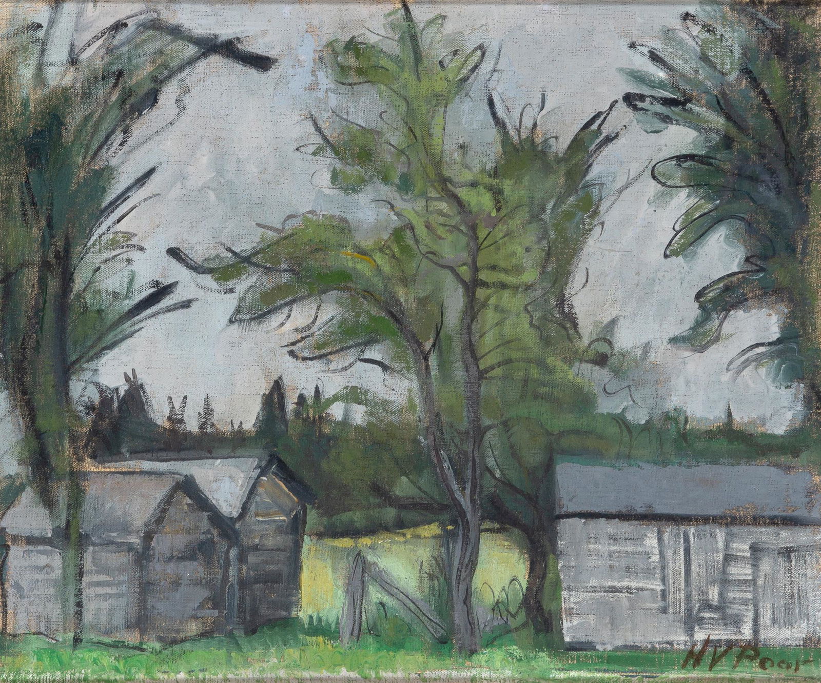 Henry Varnum Poor American, 1887-1970 Landscape with Houses and Trees (1 of 3)