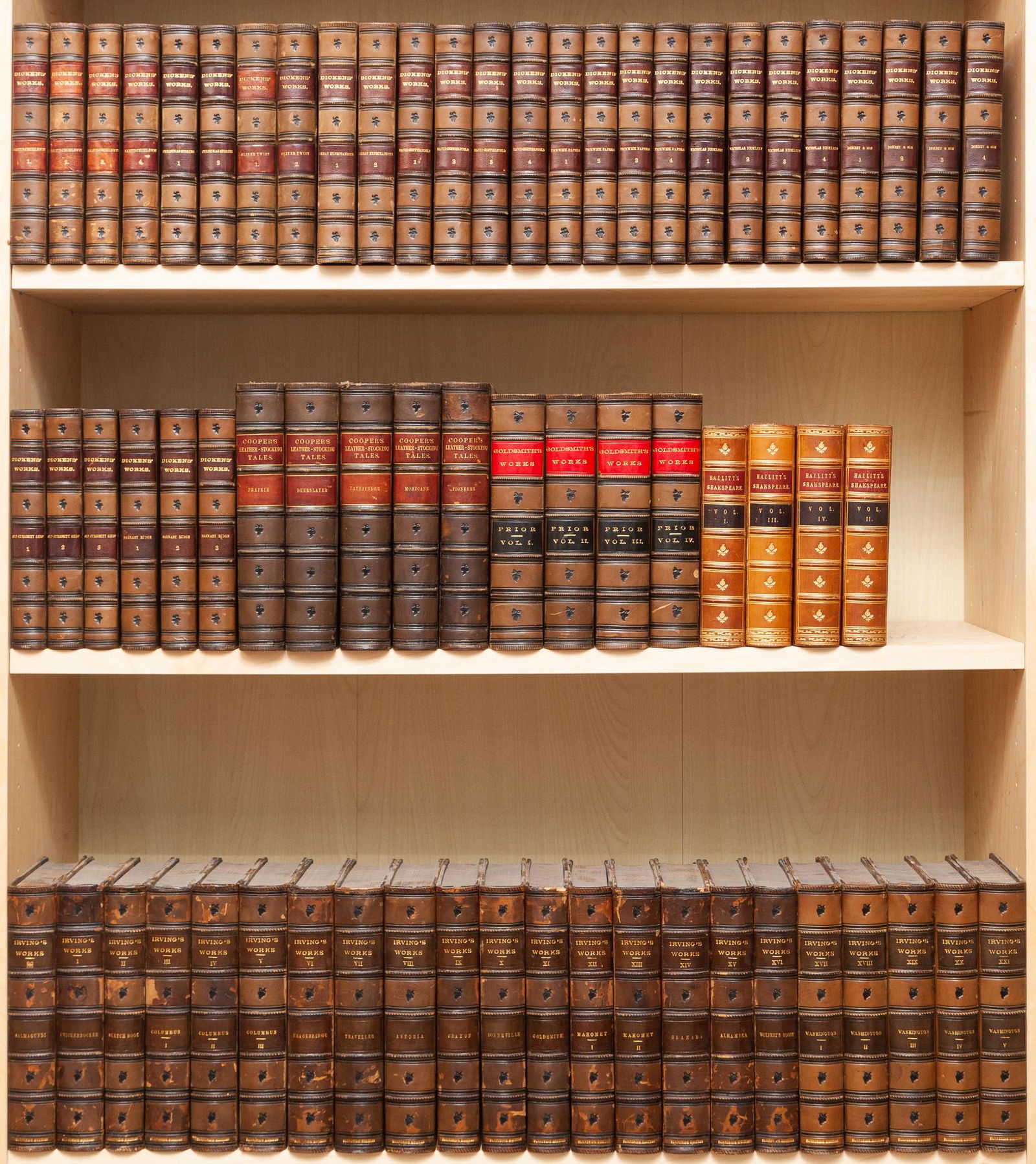 [FINE BINDINGS - LITERATURE] Approximately 65 finely bound volumes of literature. Sets include the (1 of 1)