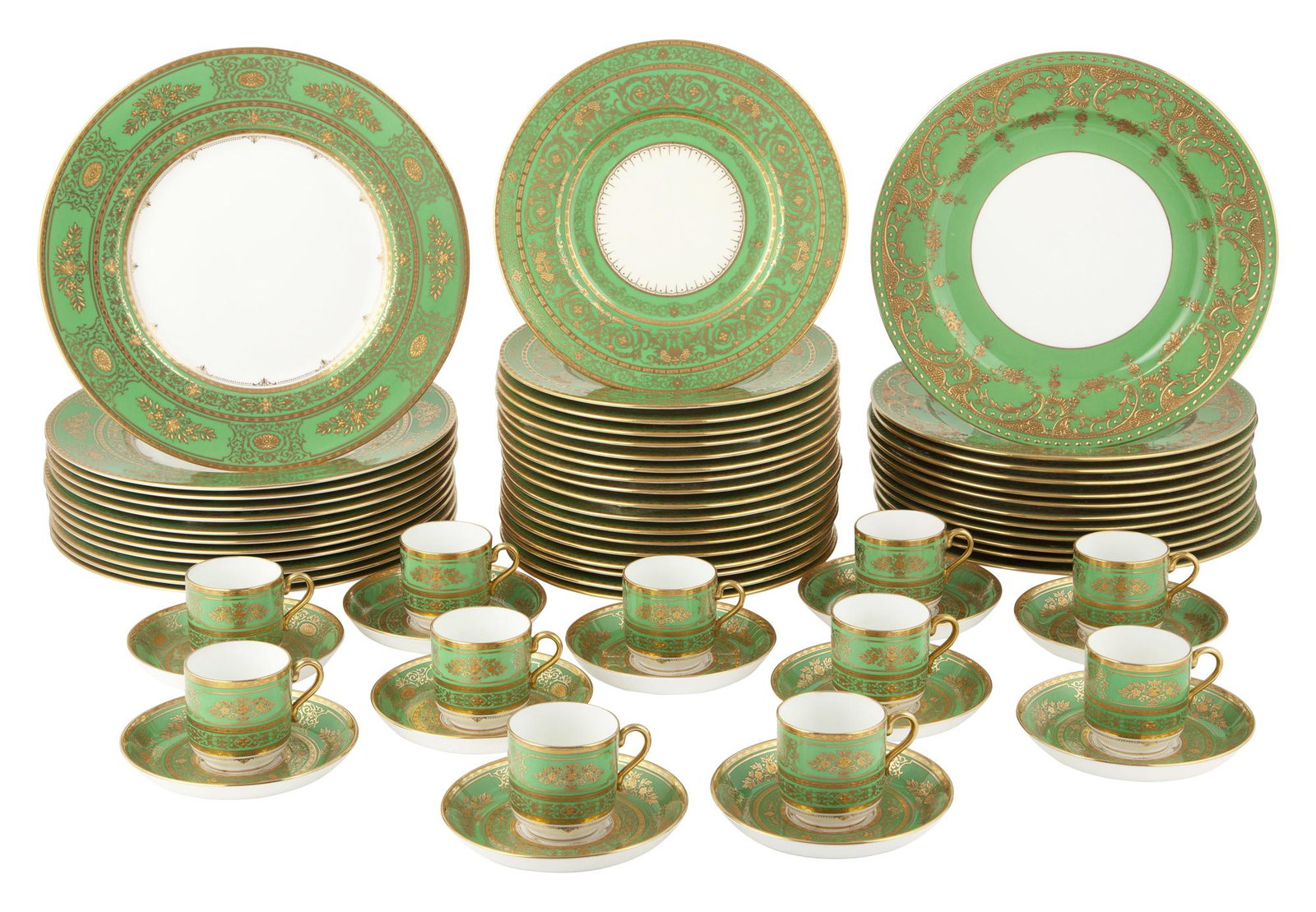 Assembled Minton Gilt Decorated Green Ground Porcelain Dinner Service (1 of 9)