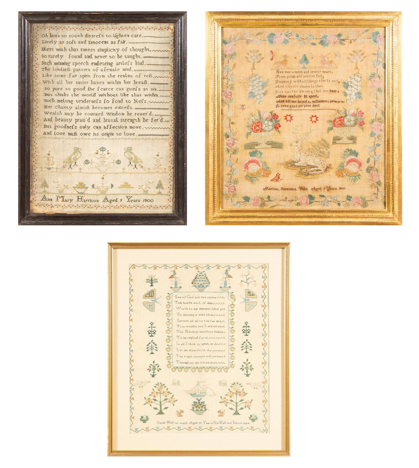 Group of Three English Needlework Samplers (1 of 7)