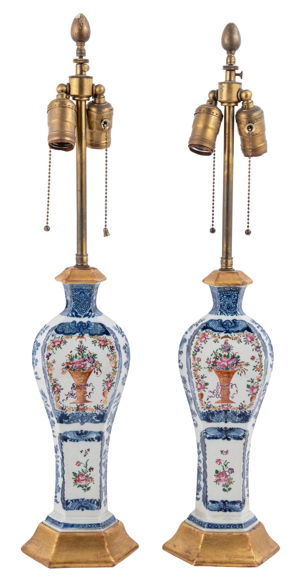 Pair of Chinese Export Porcelain Vases as Lamps (1 of 3)