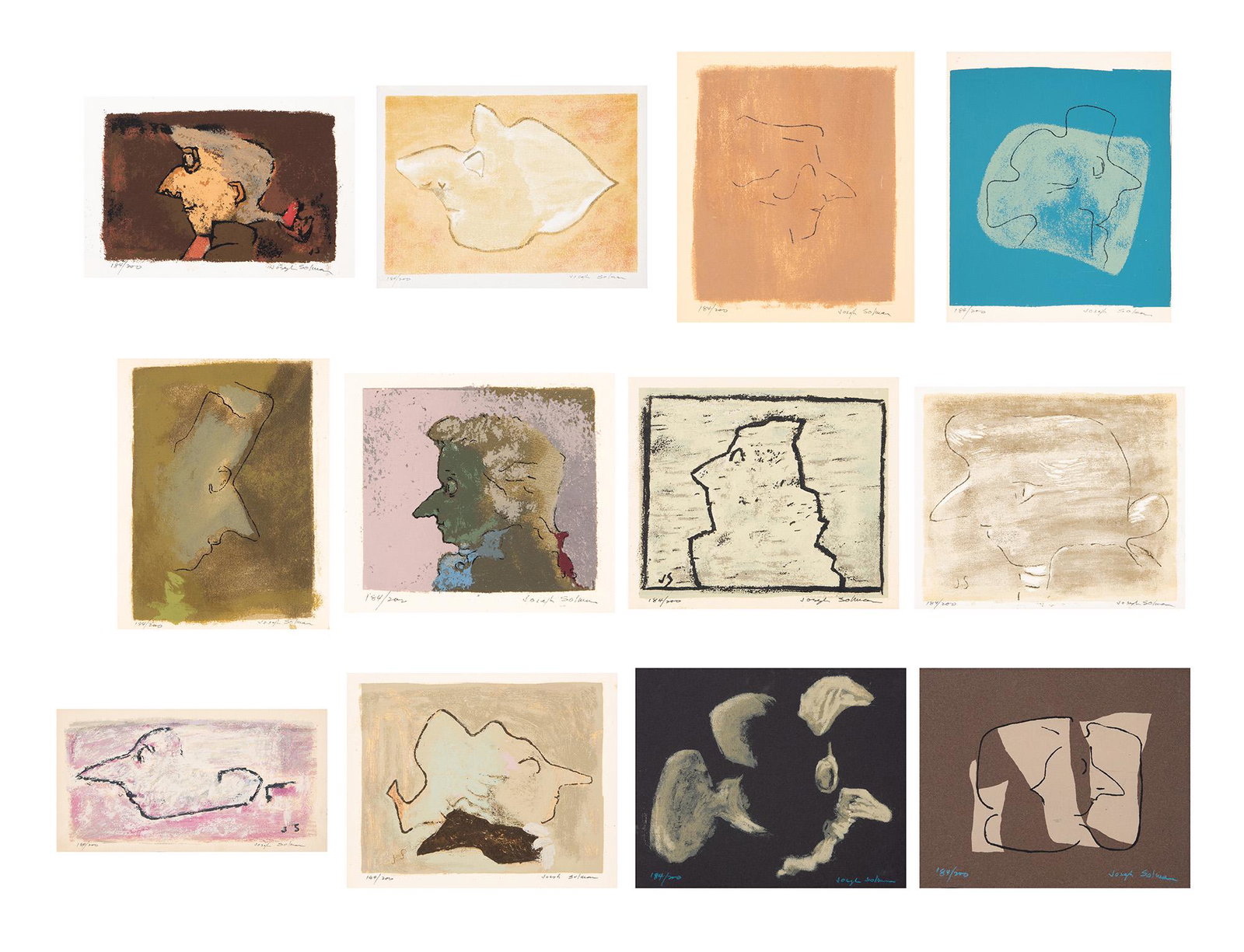 Joseph Solman TWELVE STUDIES FOR A PORTRAIT OF MOZART Complete set of twelve color screenprints, in (1 of 16)