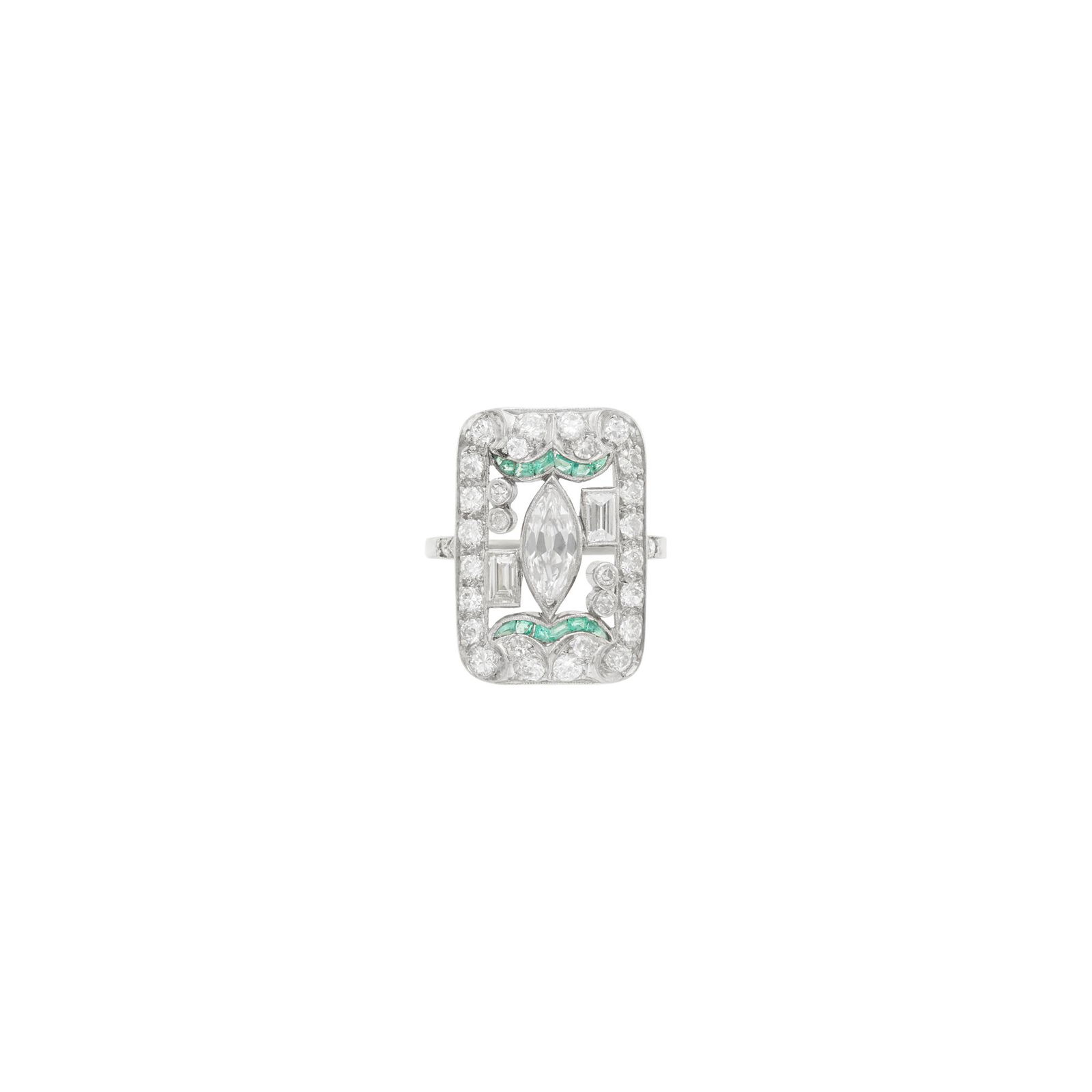 Platinum, Diamond and Emerald Ring (1 of 3)