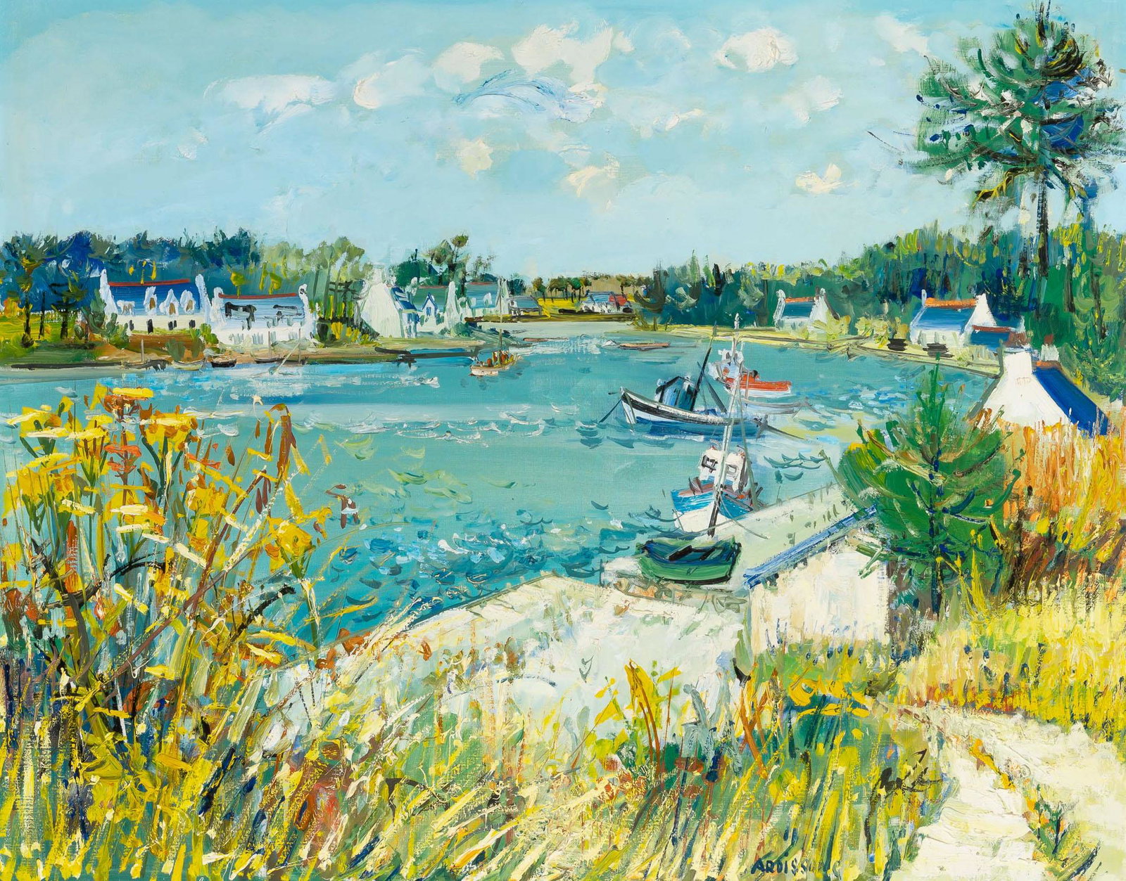 Yolande Ardissone French, b. 1927 La rivière de Crac'h, Bretagne (1 of 4)