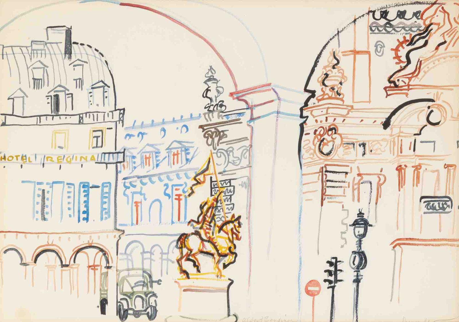 Alfred Bendiner American, 1899-1964 View of Emmanuel Frémiet's Jeanne d'Arc at Place des (1 of 3)