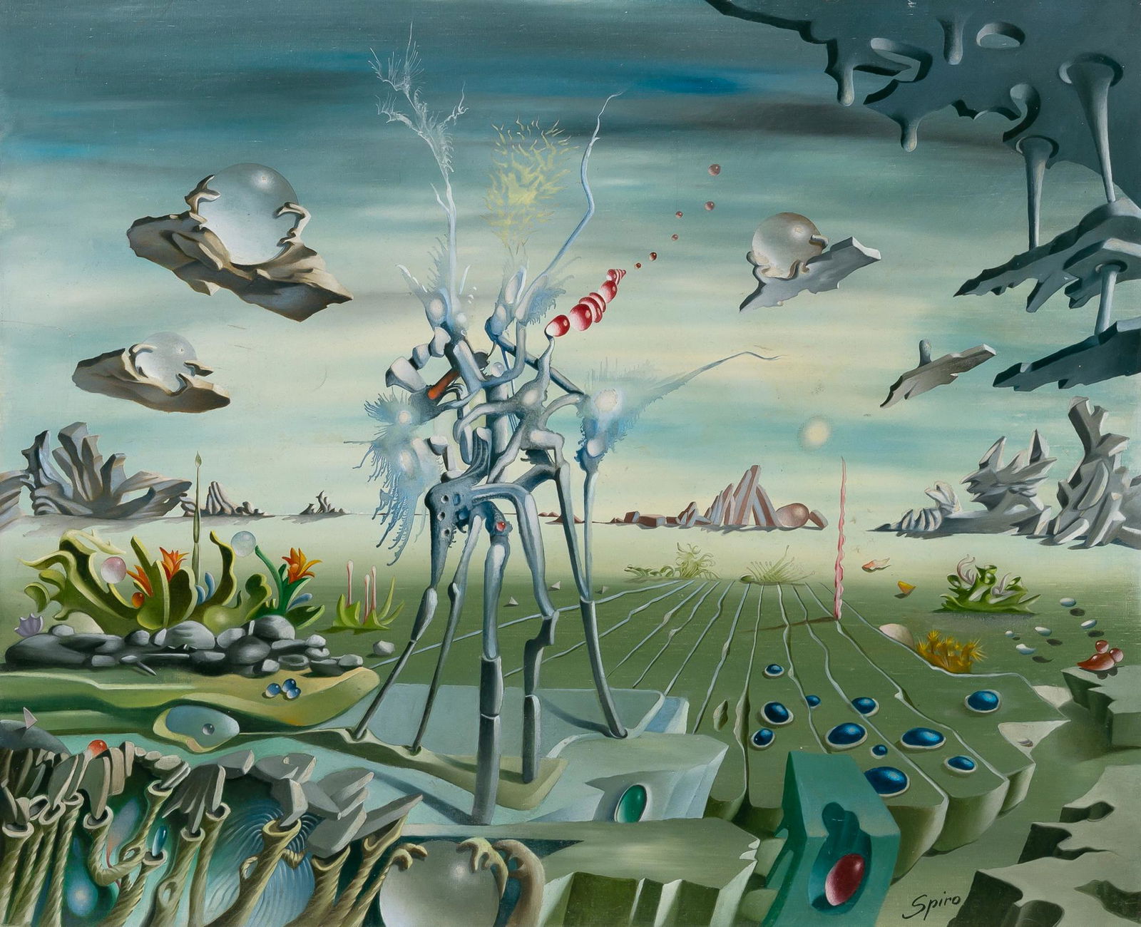 Georges Spiro French, 1909-1994 Surrealist Landscape: Georges Spiro French, 1909-1994 Surrealist Landscape Signed Spiro (lr) Oil on canvas 20 1/8 x 24 inches (51.1 x 60.9 cm) C