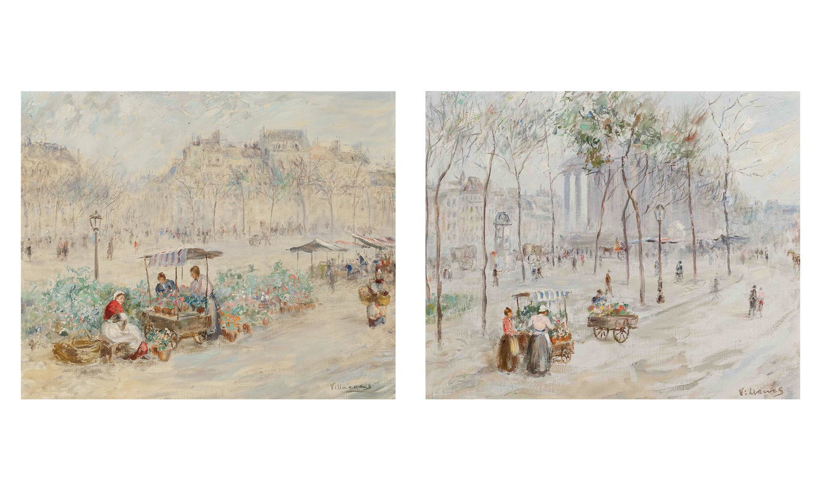 Cesar A. Villacres Equadorian/American, 1880-1941 Flower Market Scenes: Two (1 of 8)