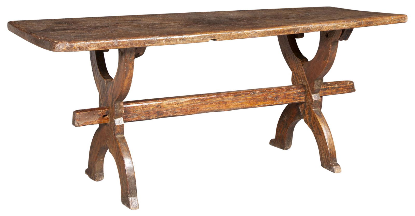 Continental Walnut Sawbuck Refectory Table (1 of 4)
