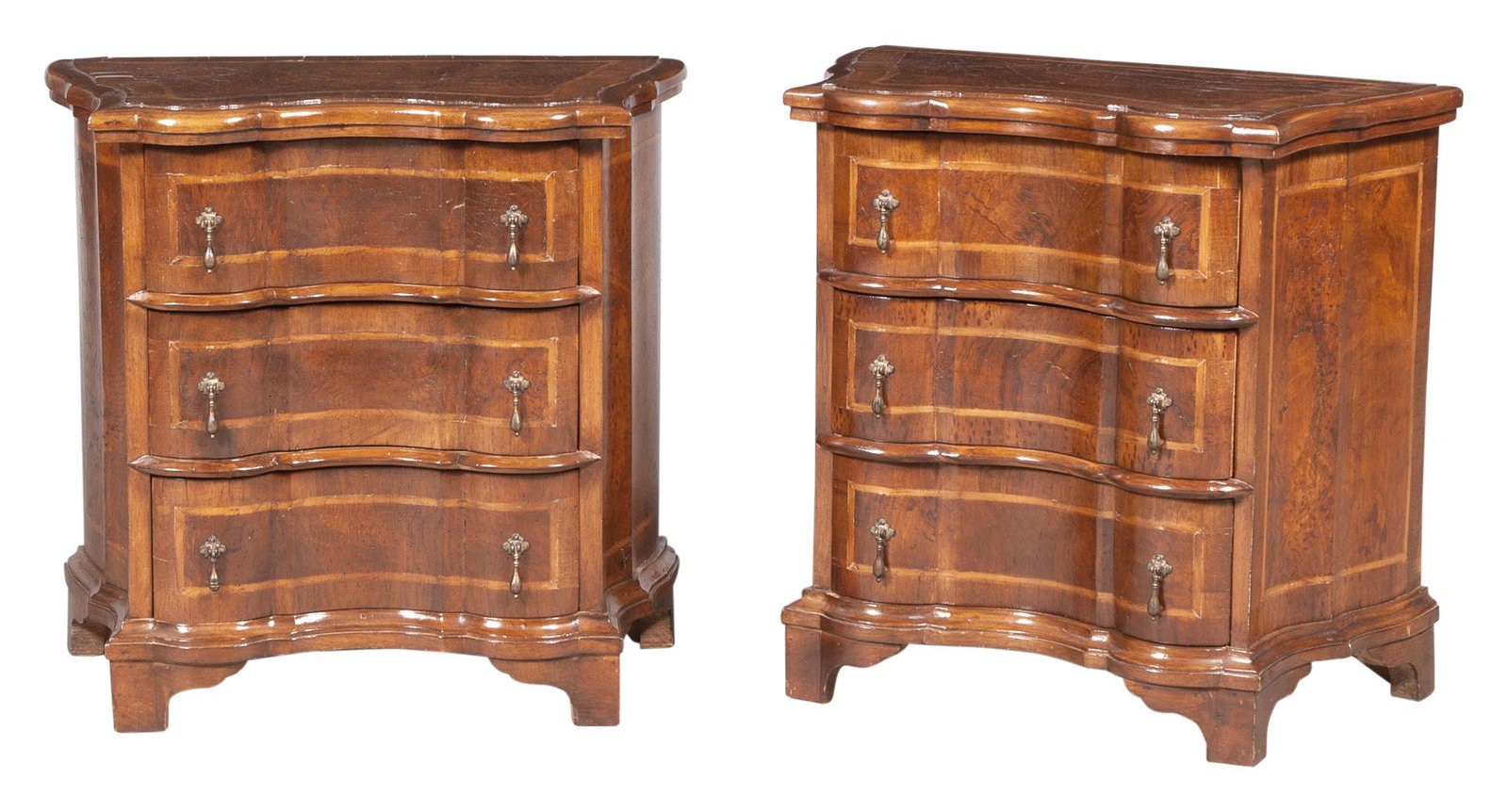 Pair of Continental Baroque Style Inlaid Walnut Diminutive Chests (1 of 4)