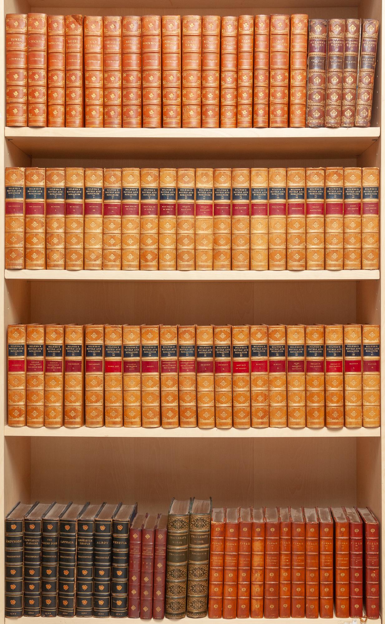 [FINE BINDINGS - LITERATURE] Approximately 82 volumes of finely bound English literature. (1 of 1)