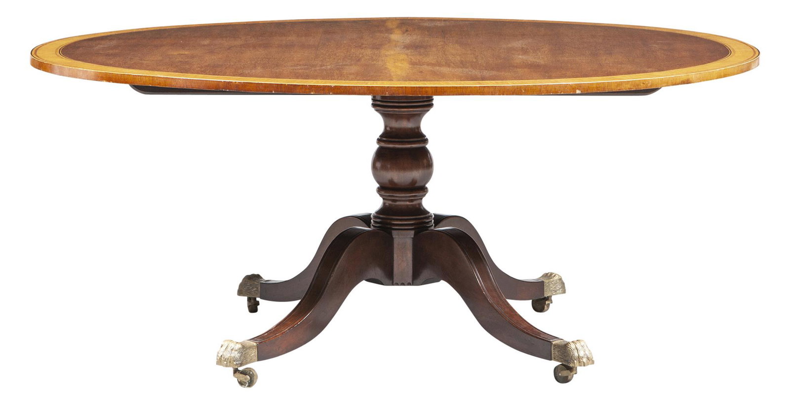 George III Style Inlaid Mahogany Dining Table (1 of 3)