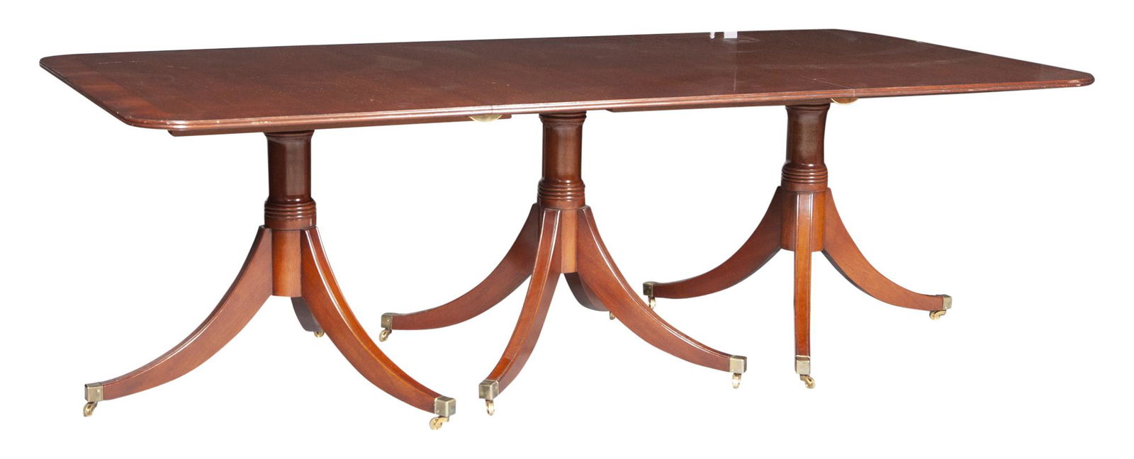 George III Style Mahogany Three-Pedestal Dining Table (1 of 3)