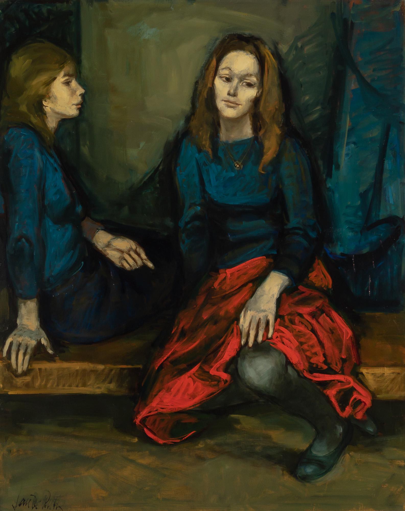 Jan De Ruth Czech/American, 1922-1991 Two Women in Blue: Jan De Ruth Czech/American, 1922-1991 Two Women in Blue Signed Jan De Ruth (ll) Oil on canvas 40 x 32 inches (101.6 x 81.3 cm) C
