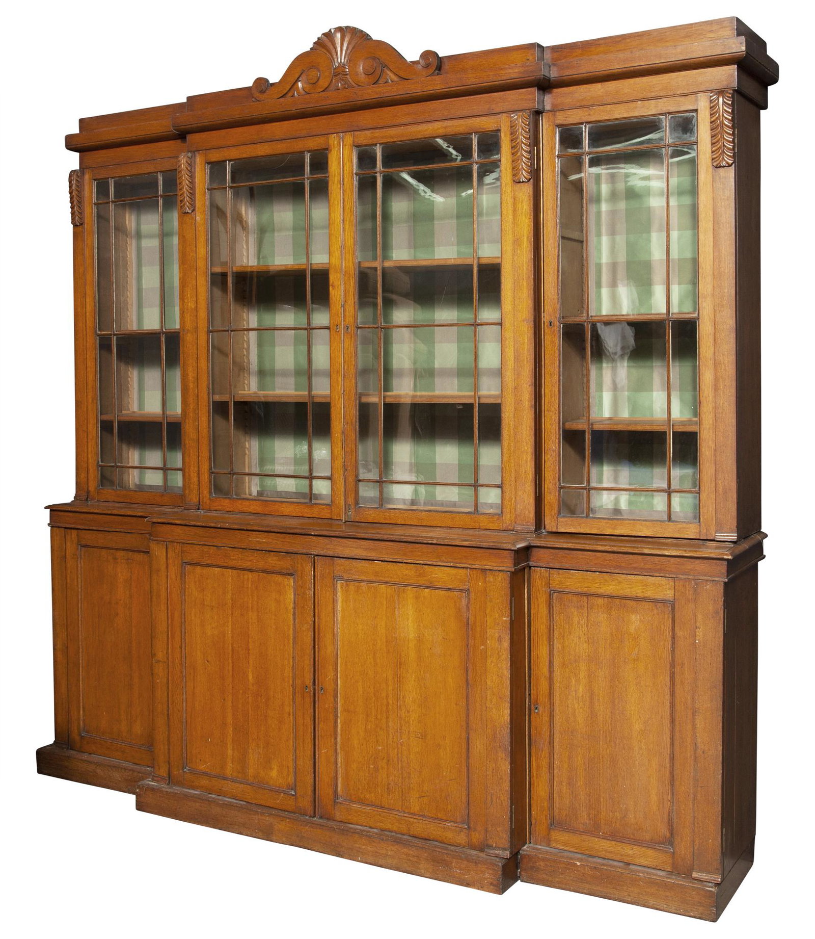 English Oak Breakfront Bookcase (1 of 4)