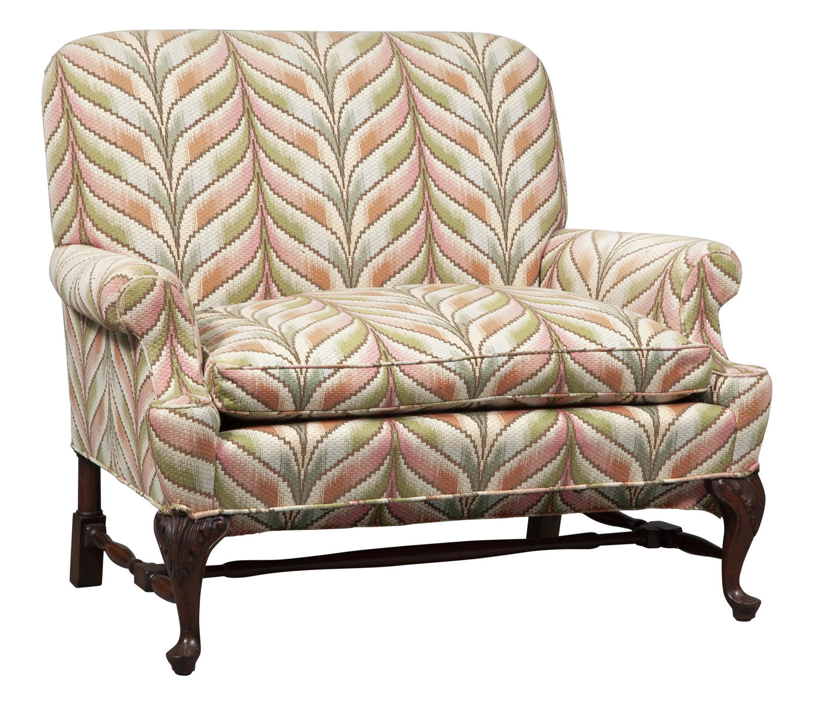 George II Style Upholstered Mahogany Settee (1 of 5)