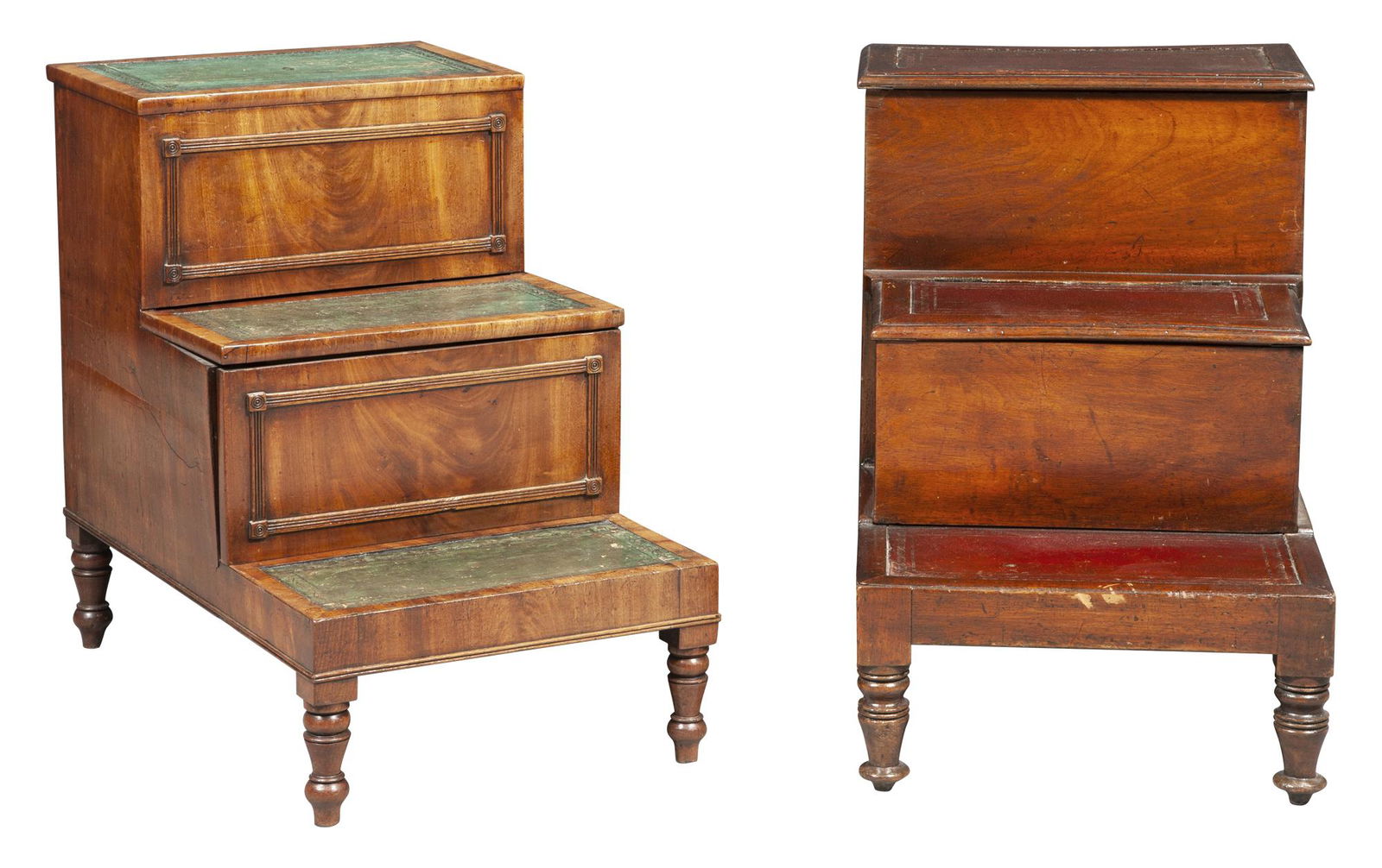 Two Sets of George III Mahogany Bed Steps: Two Sets of George III Mahogany Bed Steps Height of largest 27 inches, width 19 3/4 inches, depth 26 inches. C