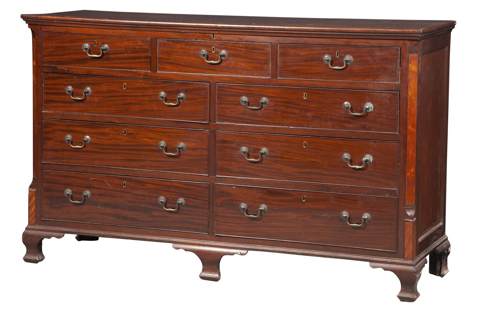 George III Style Mahogany Dresser: George III Style Mahogany Dresser Height 43 inches, width 69 3/4 inches, depth 22 3/4 inches. C