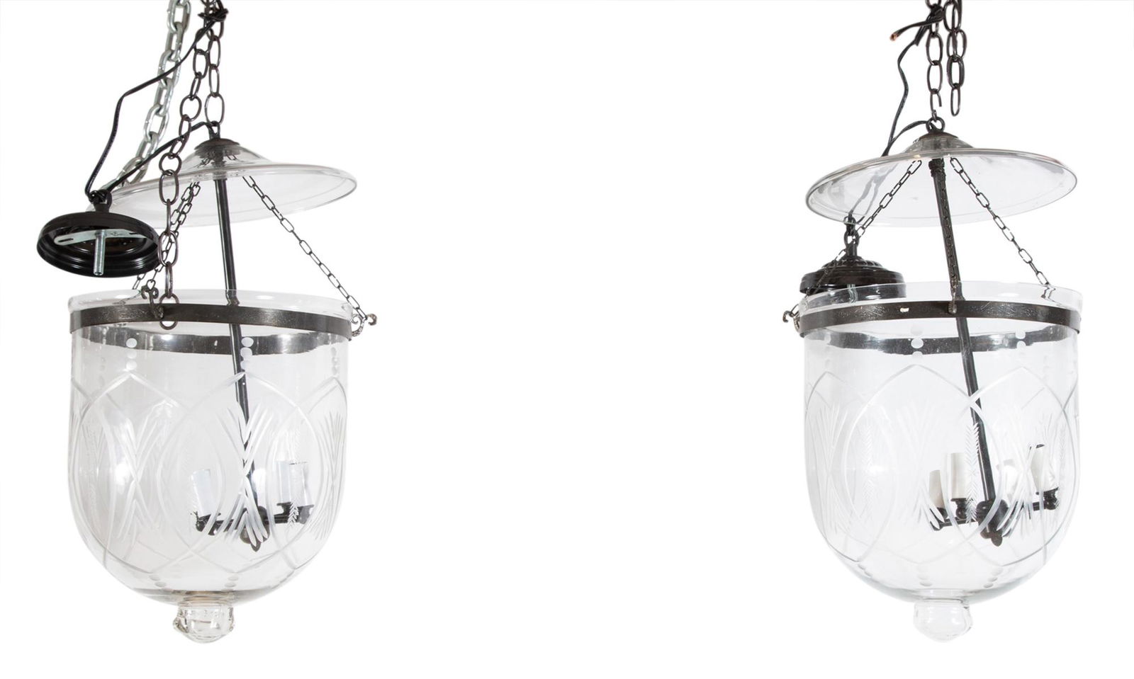 Pair of Victorian Style Bell-Form Hall Lanterns with Smoke Covers (1 of 5)