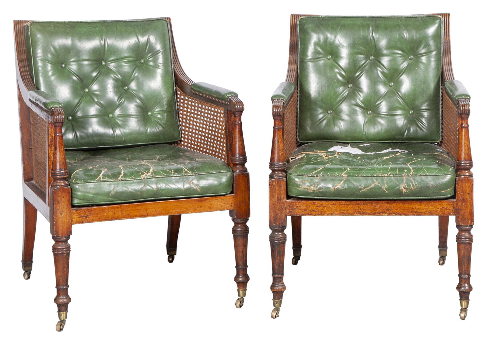 Pair of George IV Caned Mahogany Armchairs: Pair of George IV Caned Mahogany Armchairs Height 34 inches, width 24 inches, depth of seat 18 1/2 inches. C