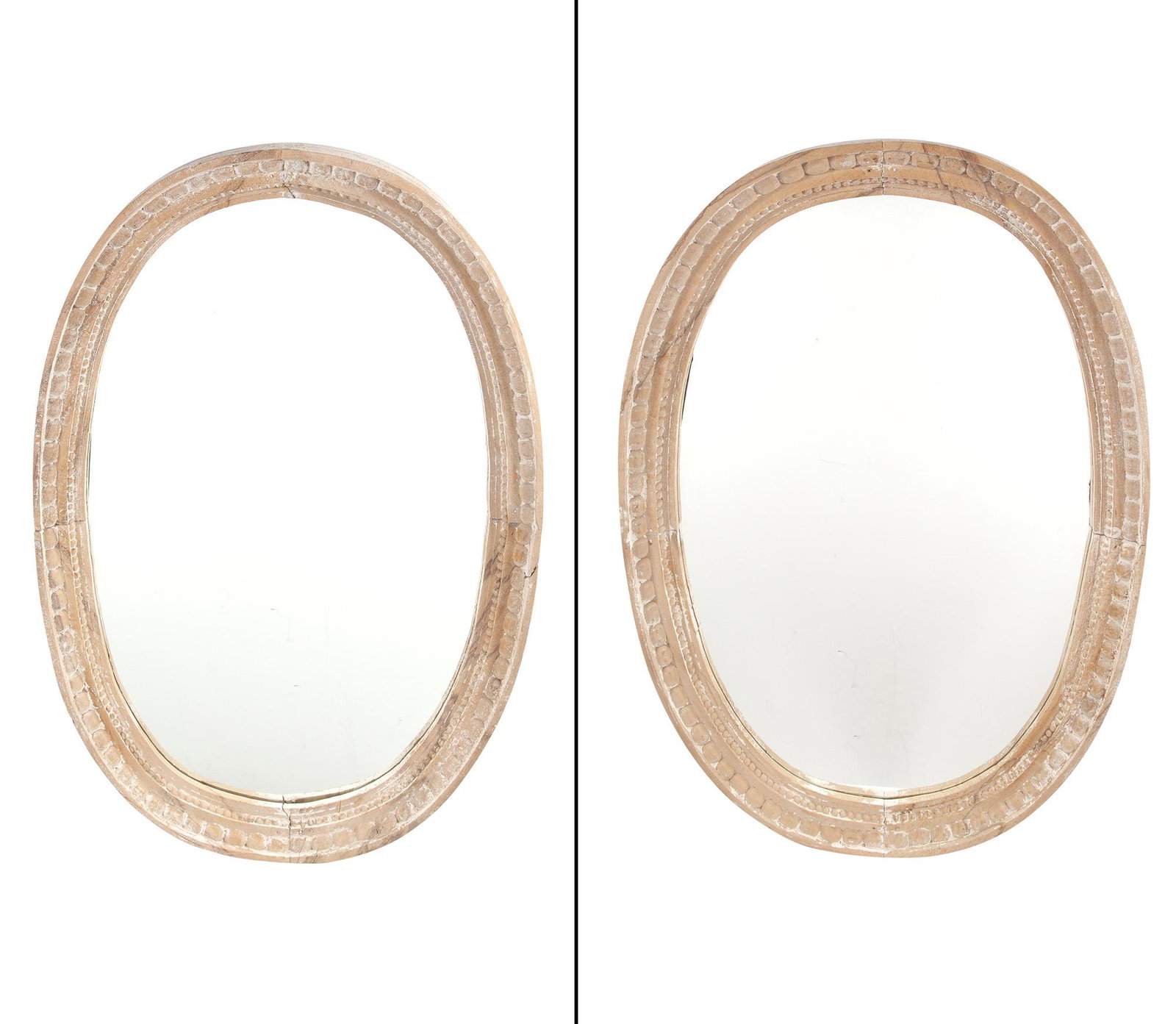 Pair of Large Oval Painted Wood Mirrors (1 of 4)