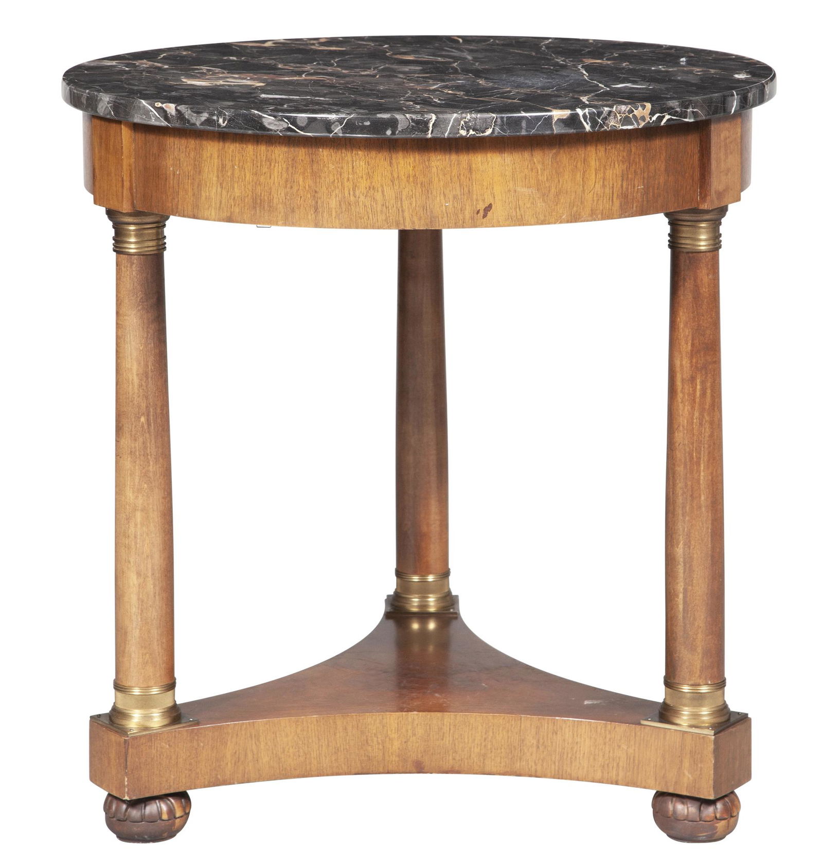 Baker Empire Style Marble Top Mahogany Side Table (1 of 5)