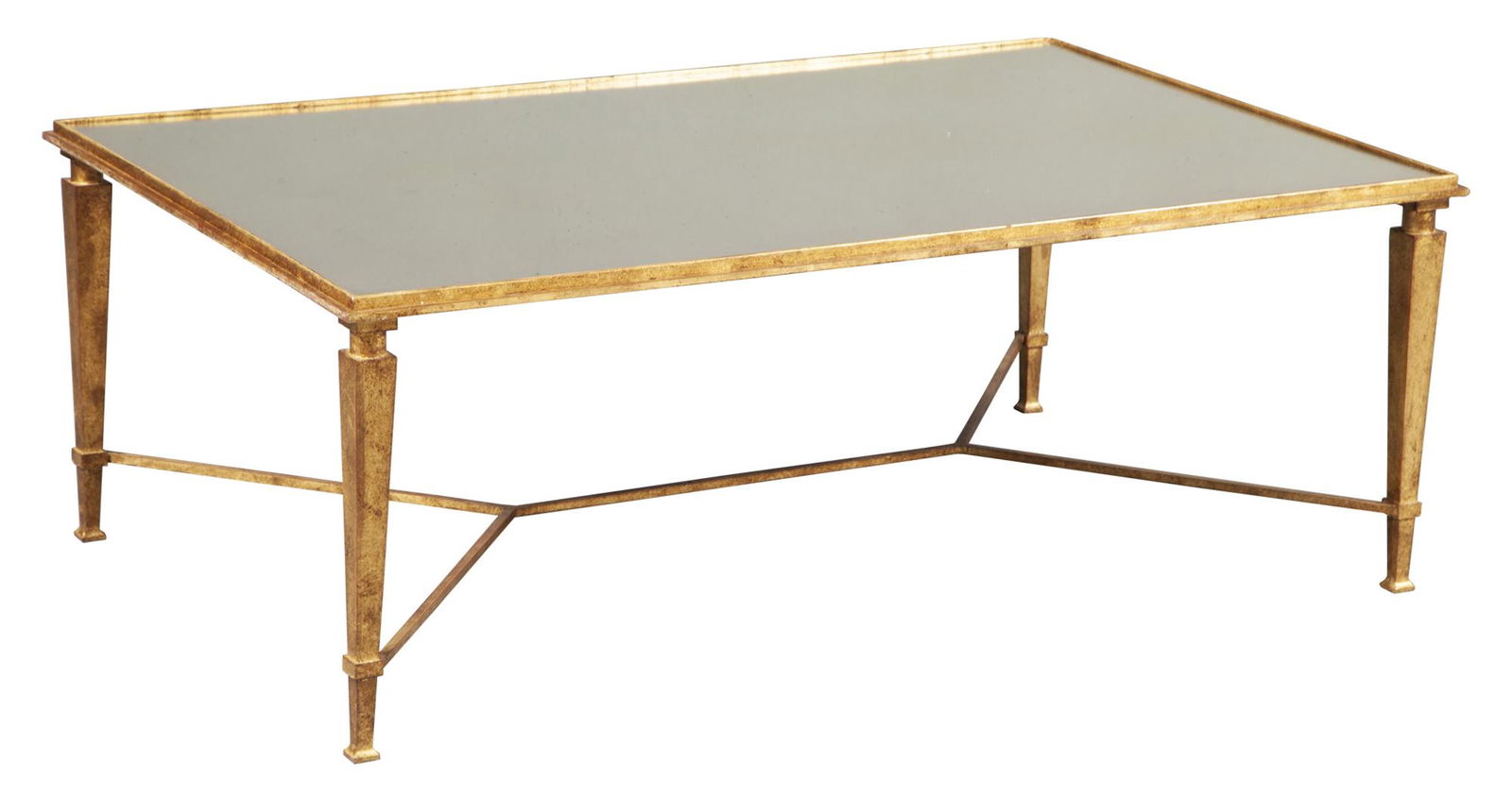 Modern Mirror Inset Gilt Metal Low Table (1 of 4)