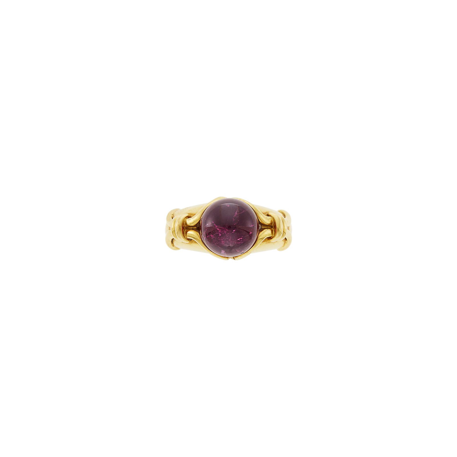 Bulgari Gold and Cabochon Pink Tourmaline Ring (1 of 4)