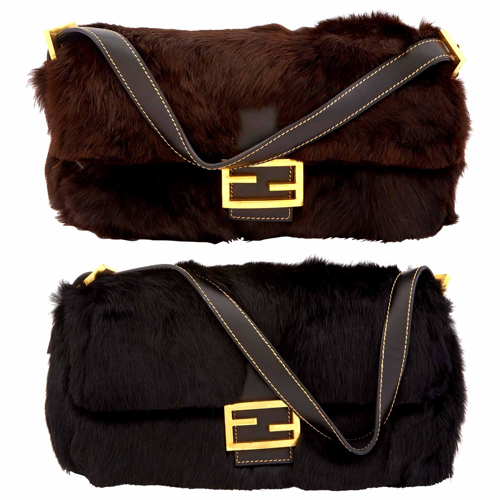 Fendi Two Fur Baguette Bags (1 of 1)