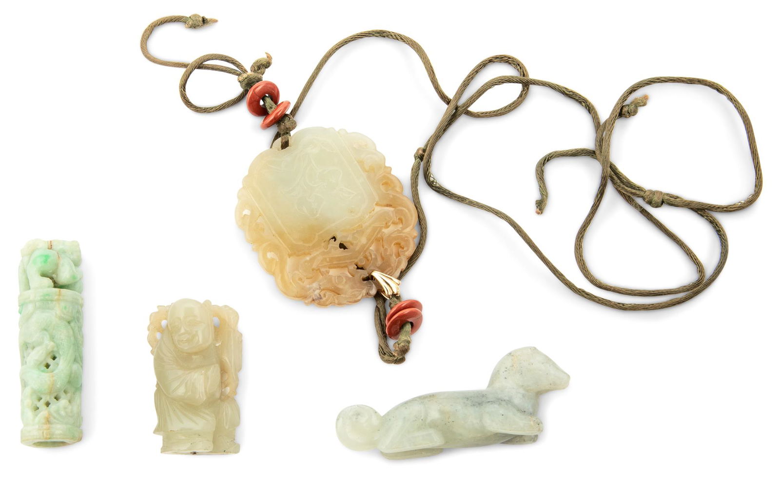 Four Chinese Jade Carvings Length of largest 2 1/2 " (1 of 2)