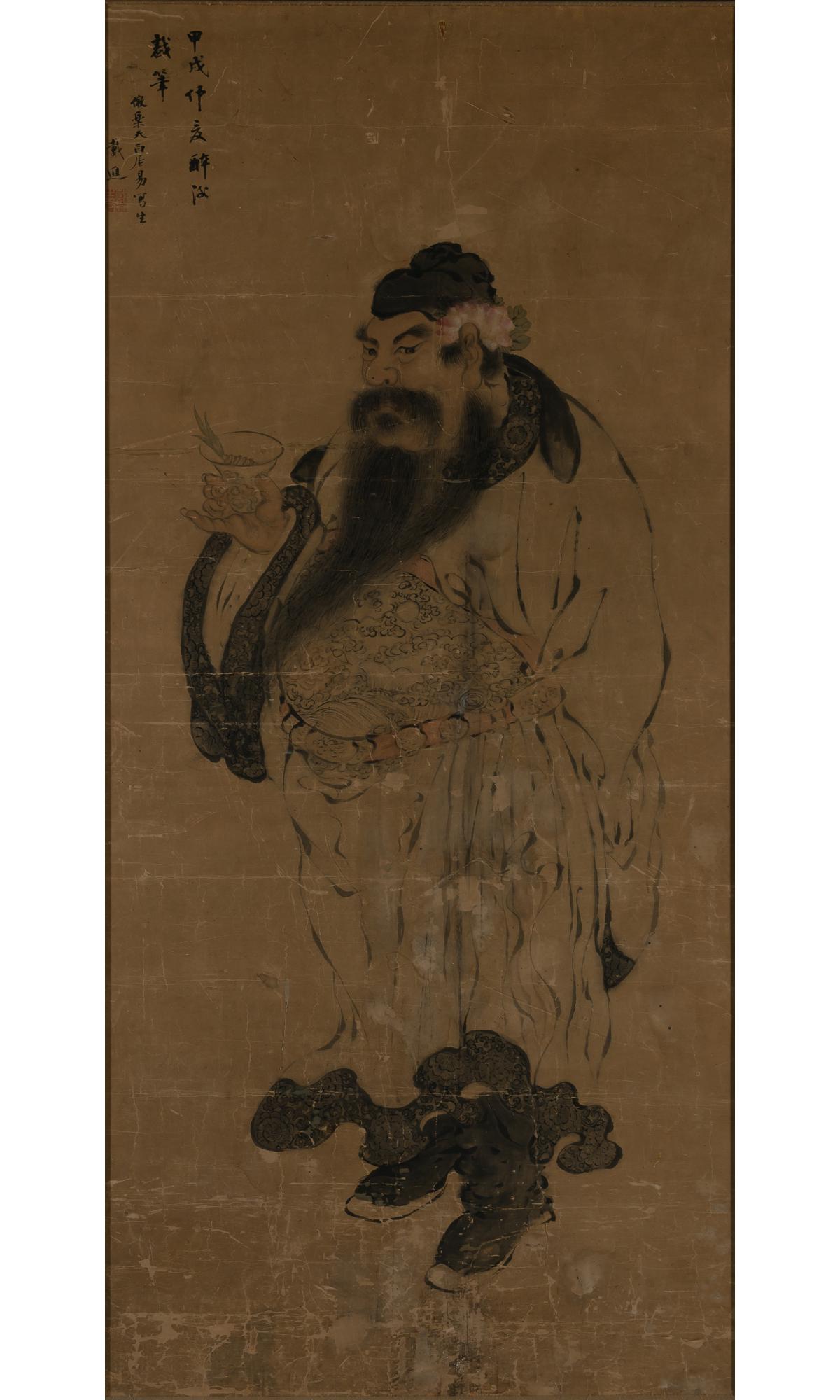 A Chinese School Painting of Guan Yu Sight 60 x 28 " (1 of 4)