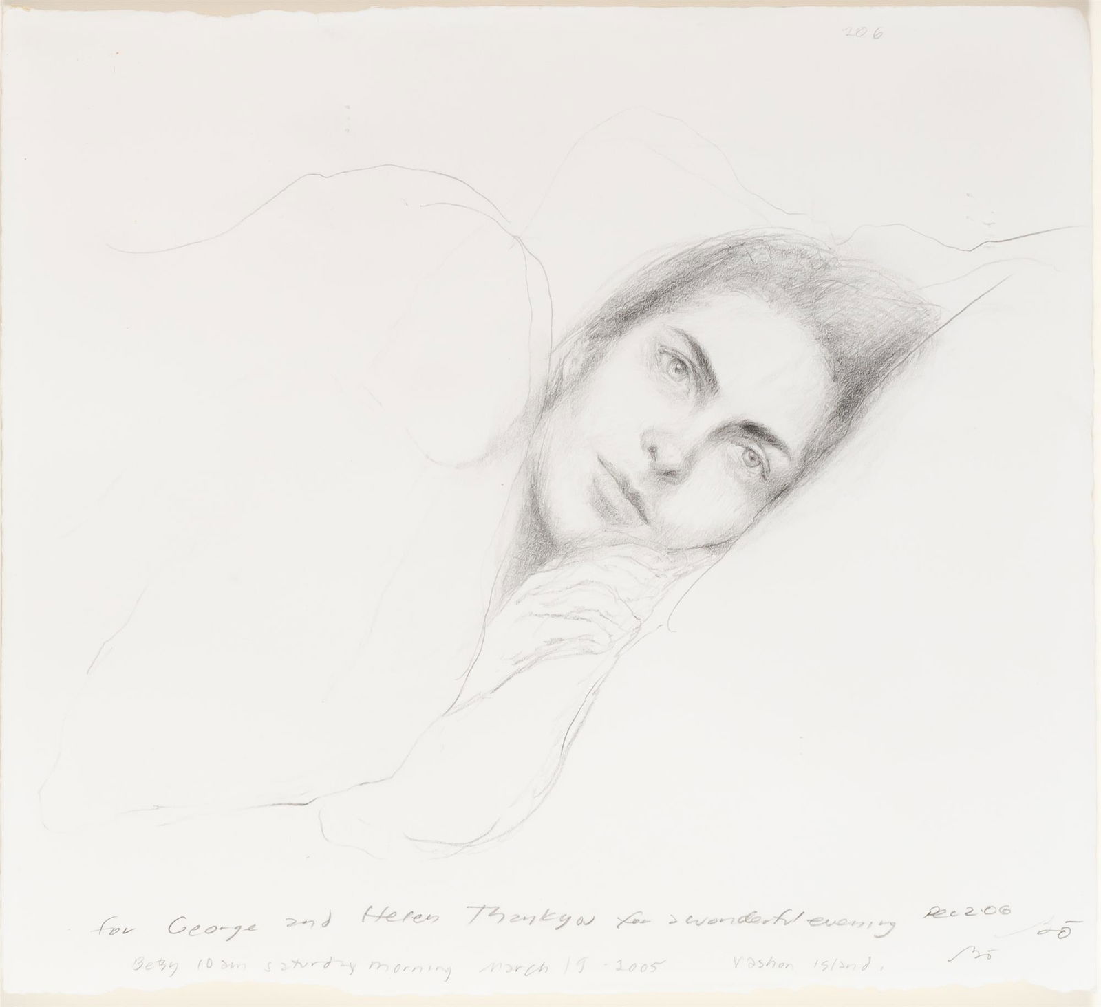 Bo Bartlett American, b. 1955 Betsy 10am Saturday Morning, 2005: Bo Bartlett American, b. 1955 Betsy 10am Saturday Morning, 2005 Signed, dated and inscribed for George and Helen thank you for a wonderful evening pec206/Betsy 10am saturday morning march 19 2005 vash