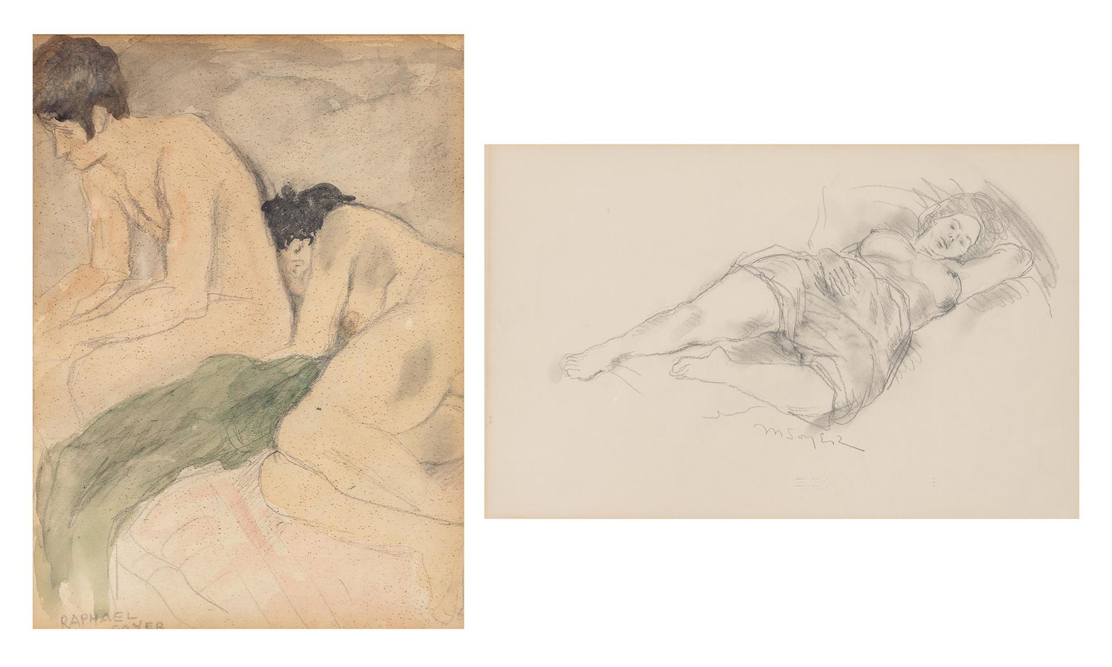 Moses Soyer Reclining Figure, Together with Raphael Soyer (1 of 8)