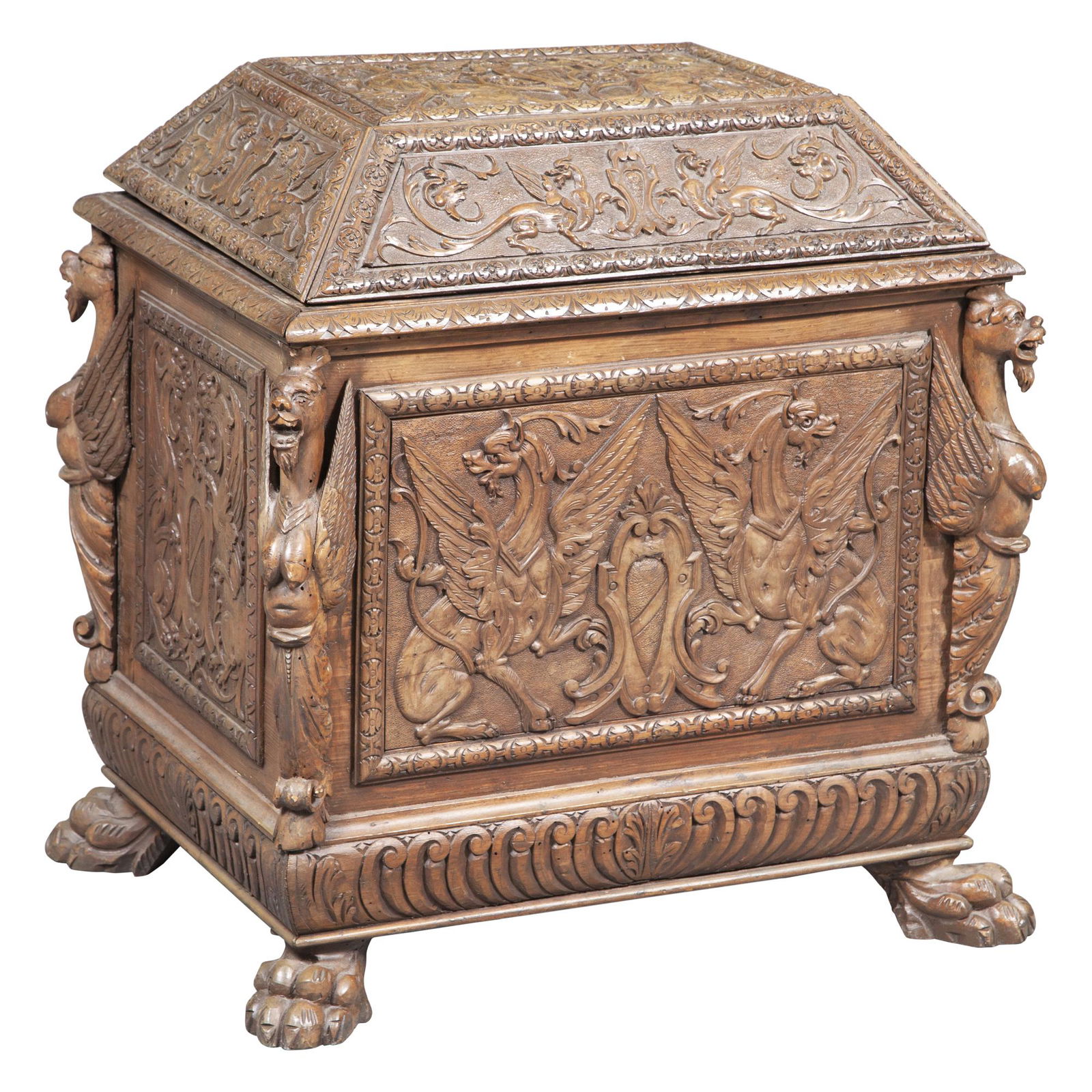 Renaissance Revival Carved Walnut Chest (1 of 10)