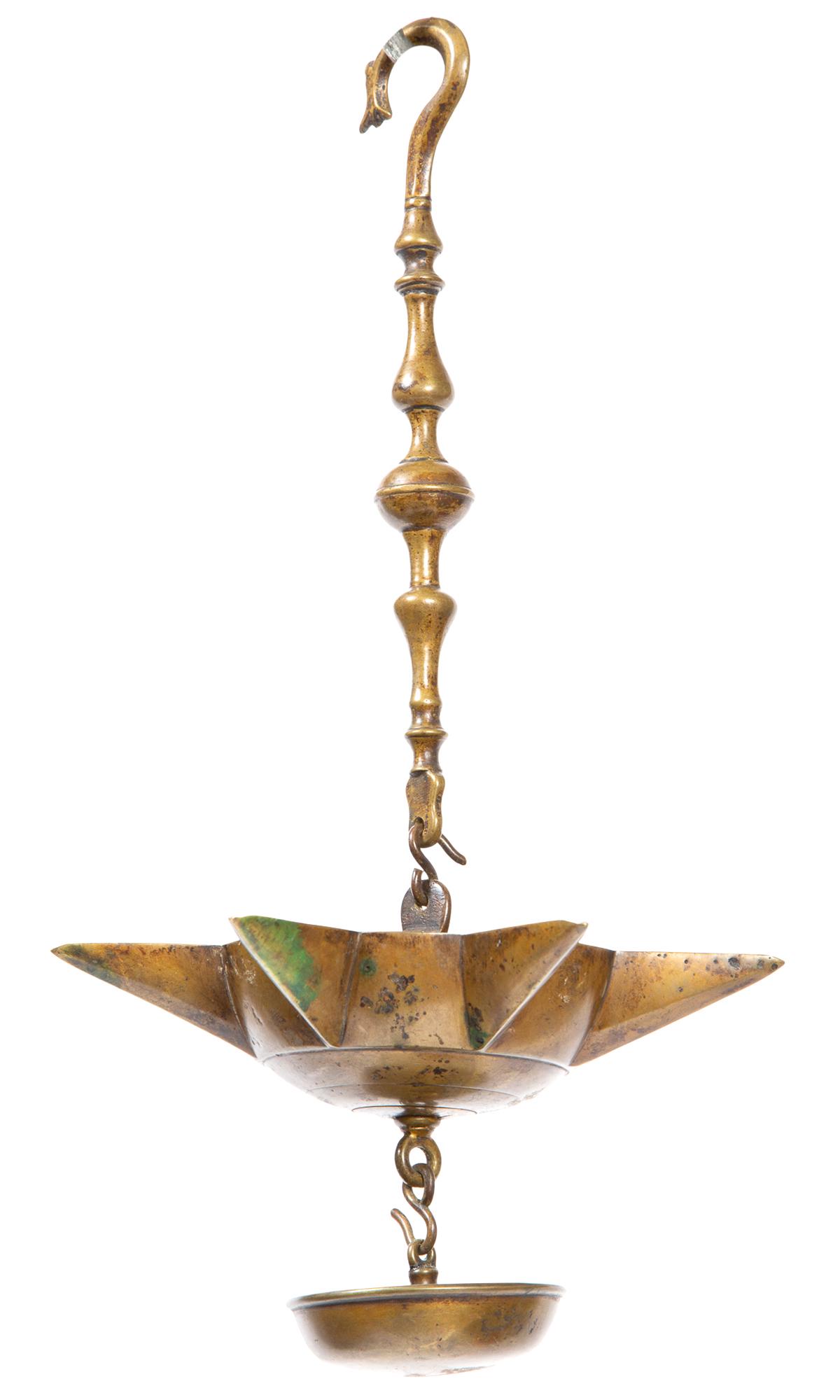 Solid Brass Shabbat Hanging Oil Lamp (1 of 3)