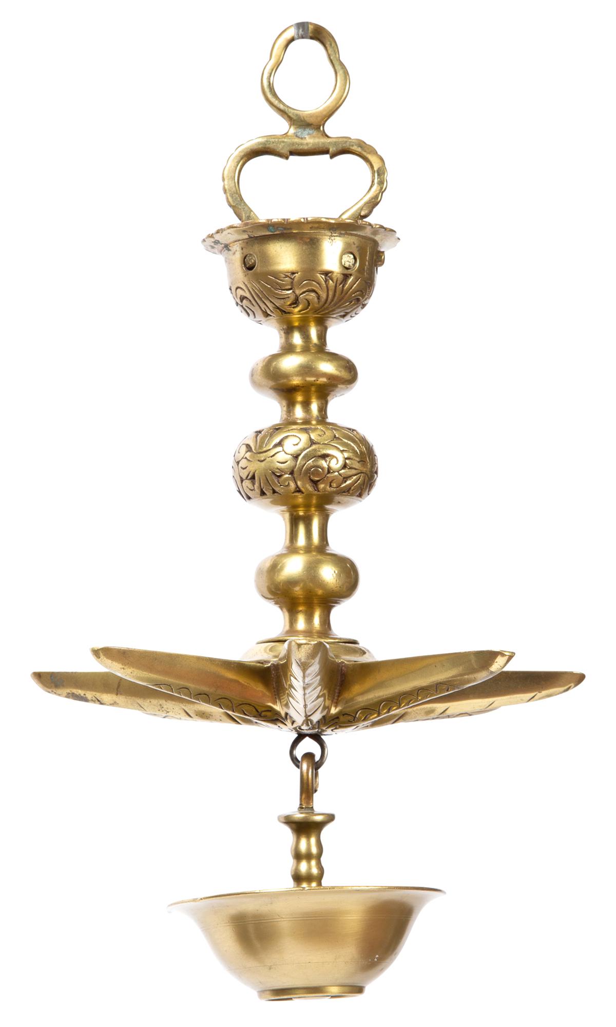 Solid Brass Shabbat Hanging Oil Lamp (1 of 3)