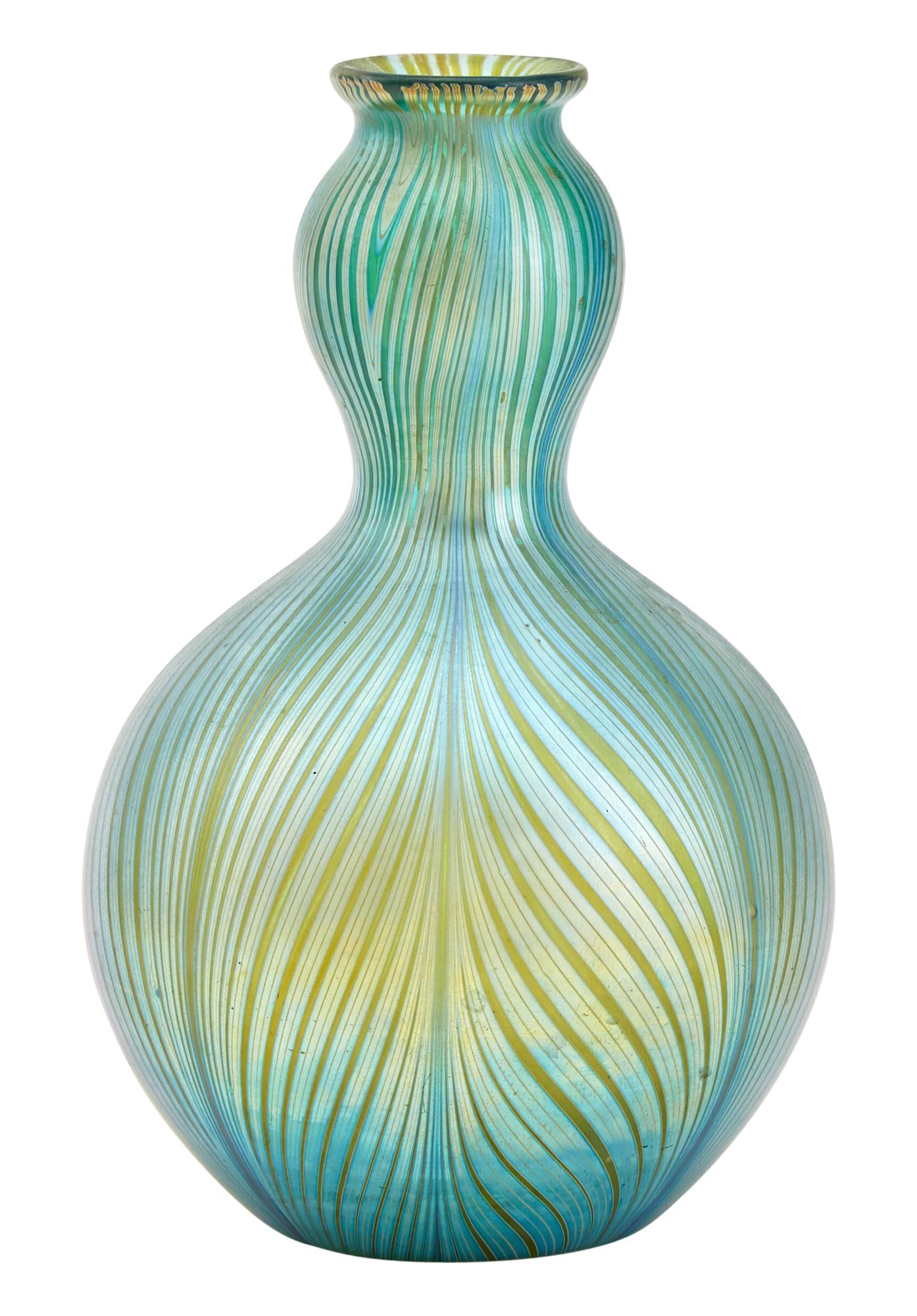 Bohemian Iridescent Art Glass Double Gourd-Form Cabinet Vase (1 of 5)