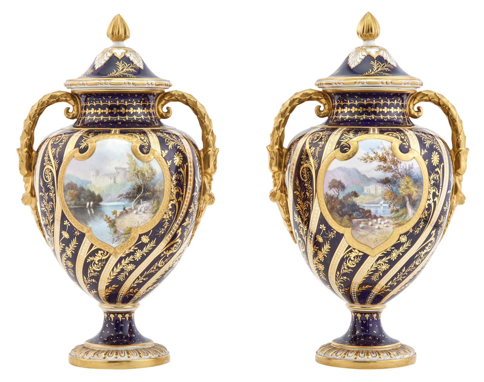 Pair of Royal Crown Derby Porcelain Vases (1 of 5)