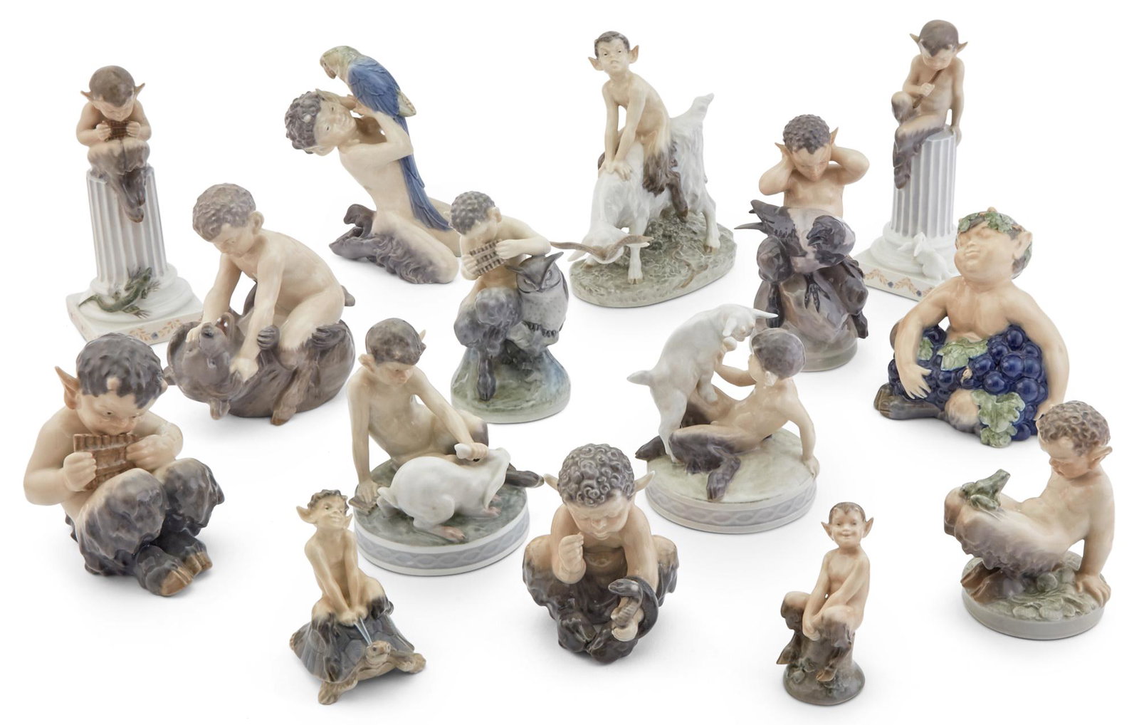 Group of Fifteen Royal Copenhagen Porcelain Small Figures of Satyrs (1 of 4)