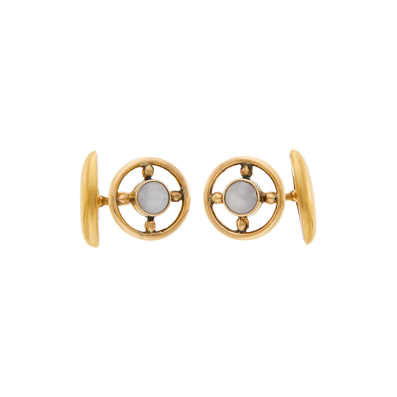 Pair of Russian Gold and Moonstone Cufflinks (1 of 2)