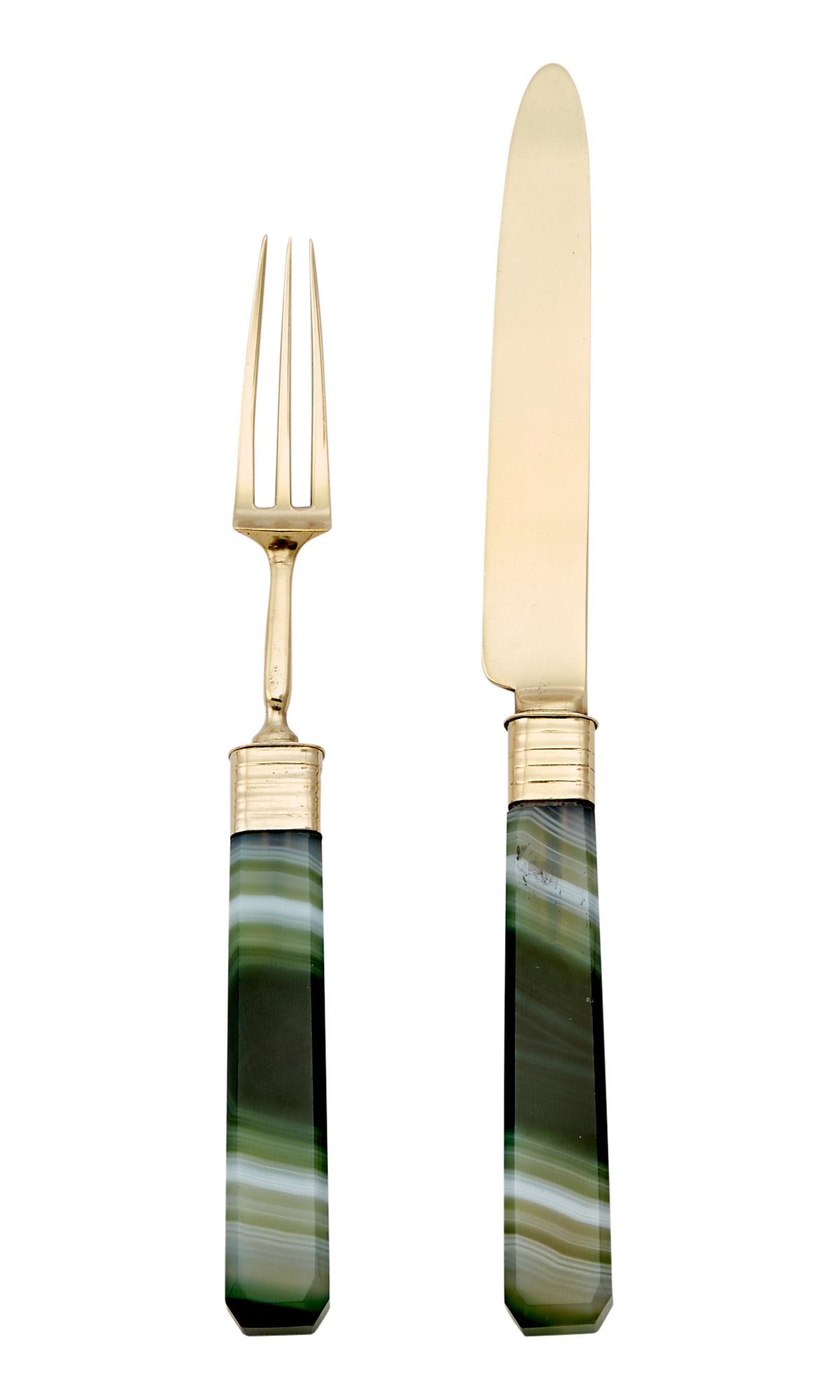 Assembled George III Sterling Silver Gilt and Banded Agate Fruit Service (1 of 4)