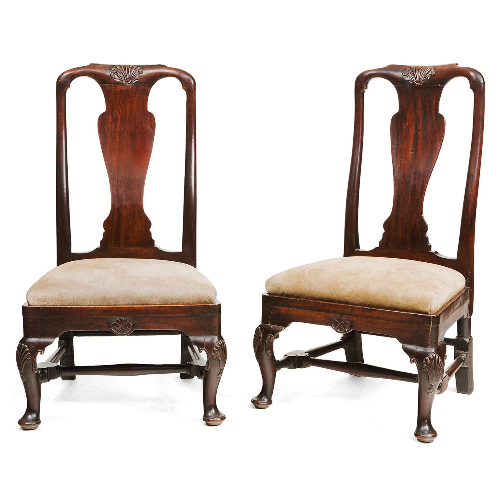 Pair of Provincial George II Mahogany Diminutive Slipper Chairs (1 of 5)