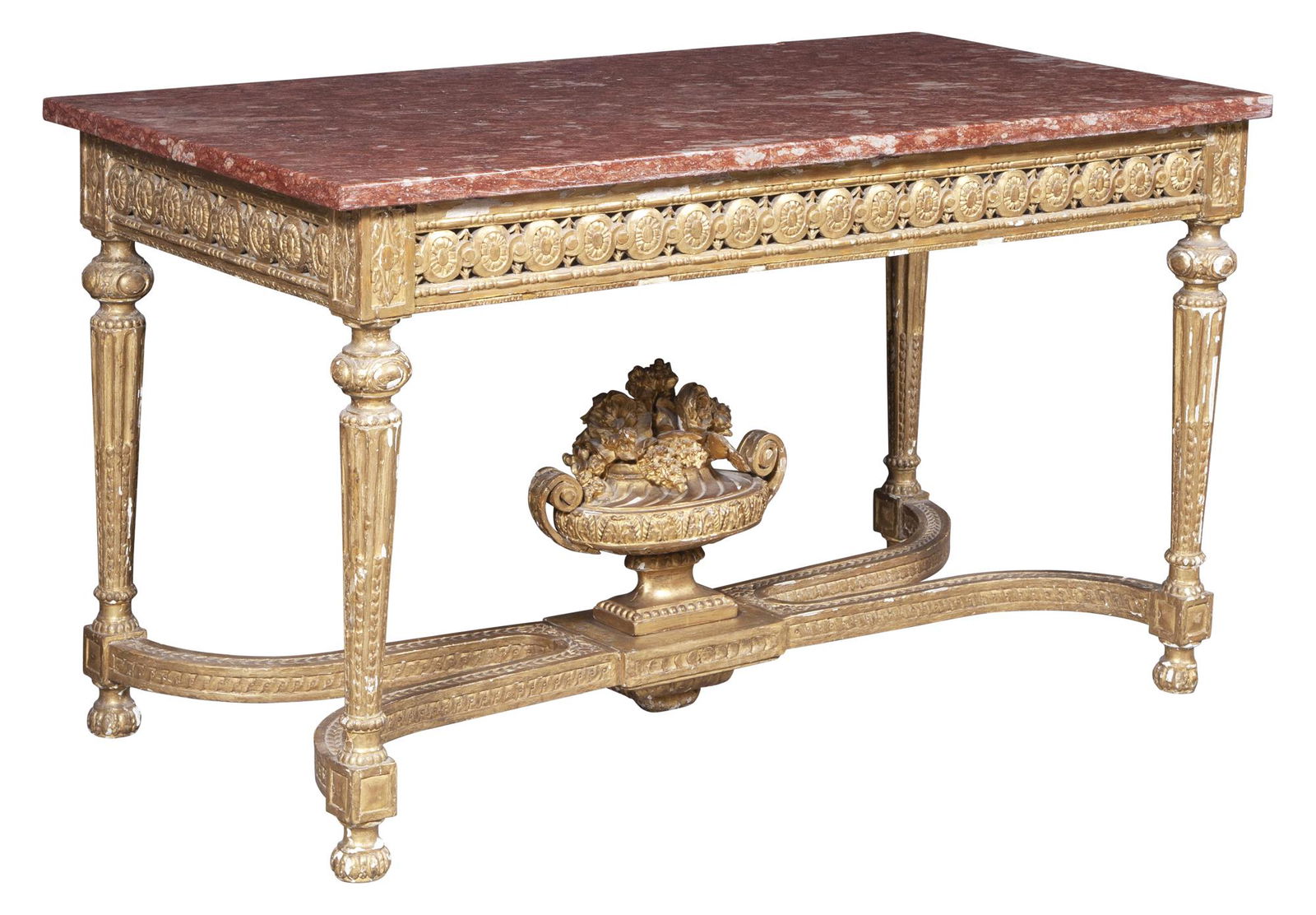 Louis XVI Style Giltwood Marble Top Center Table (1 of 10)