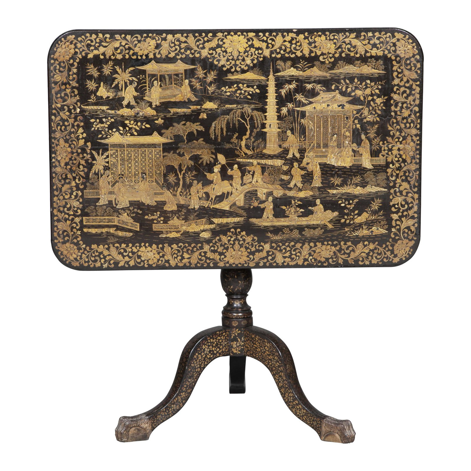 Chinese Export Black Lacquer Side Table (1 of 7)