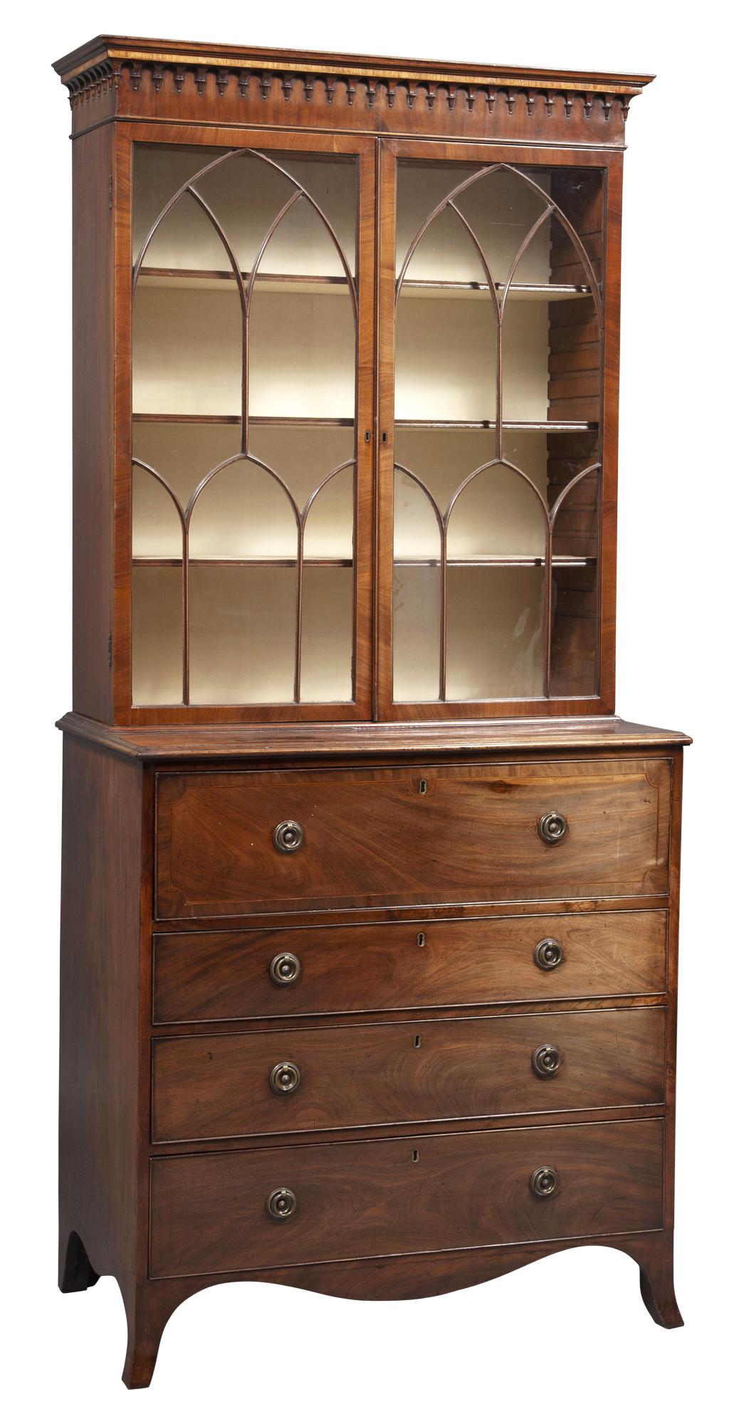 George III Mahogany Bureau Bookcase (1 of 6)