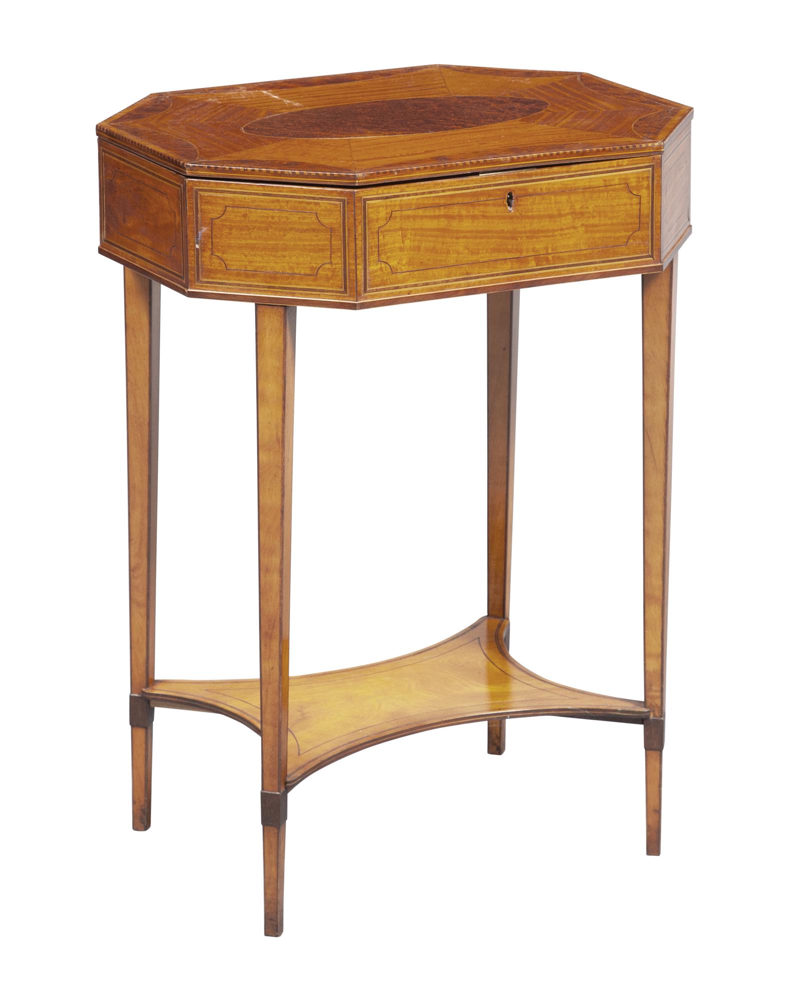 George III Amaranth Banded Satinwood Sewing Table (1 of 7)