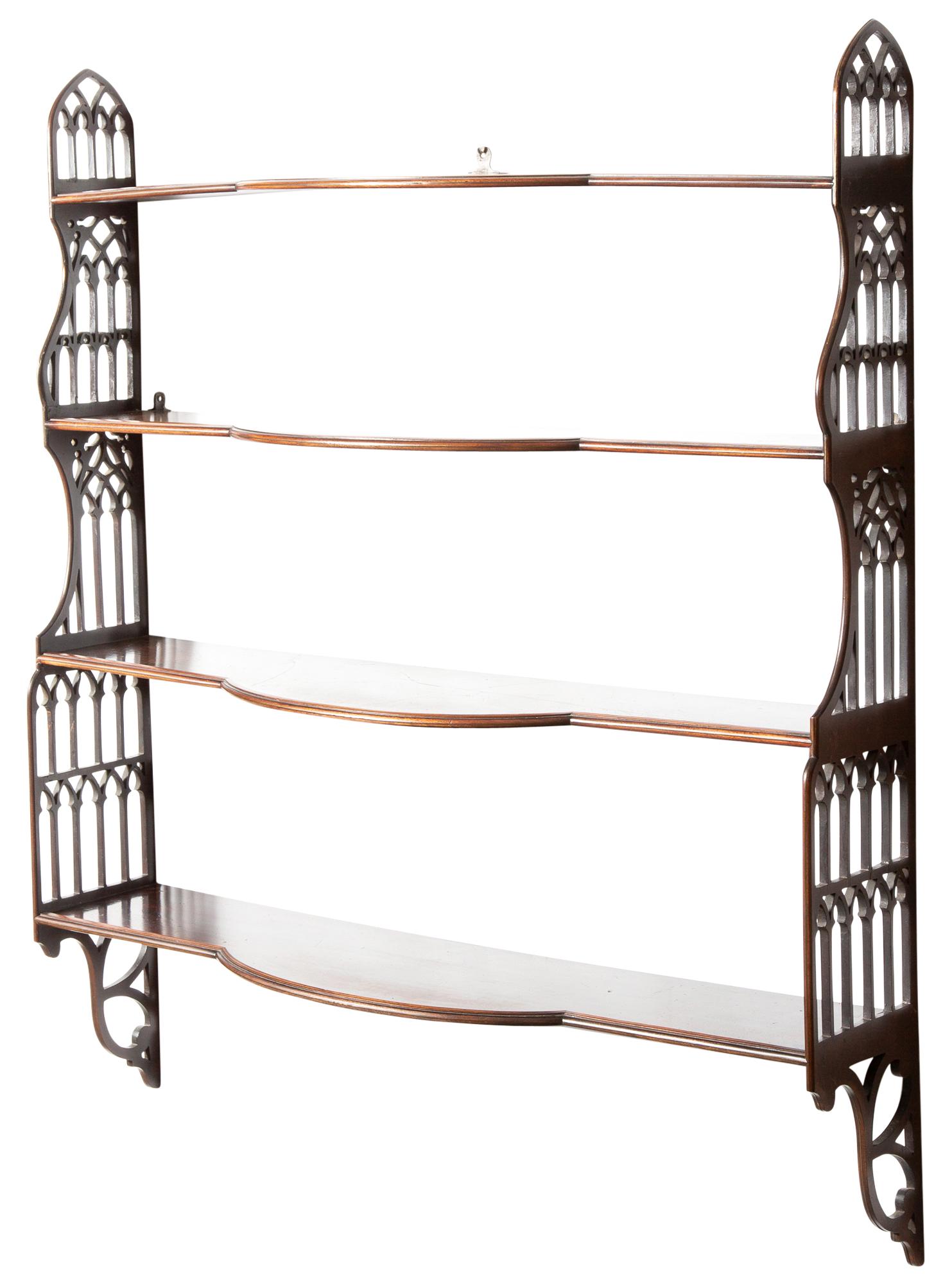 George III Brass-Inlaid Mahogany Hanging Shelf (1 of 4)