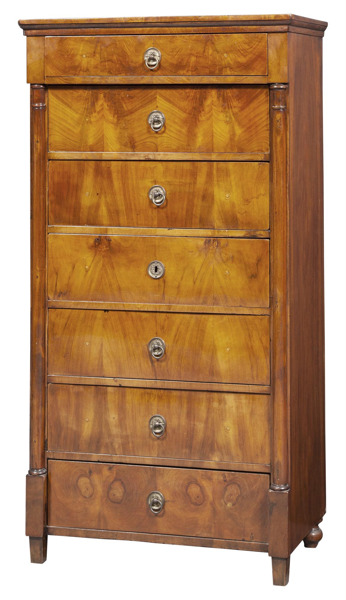 Biedermeier Walnut Tall Chest of Drawers (1 of 5)
