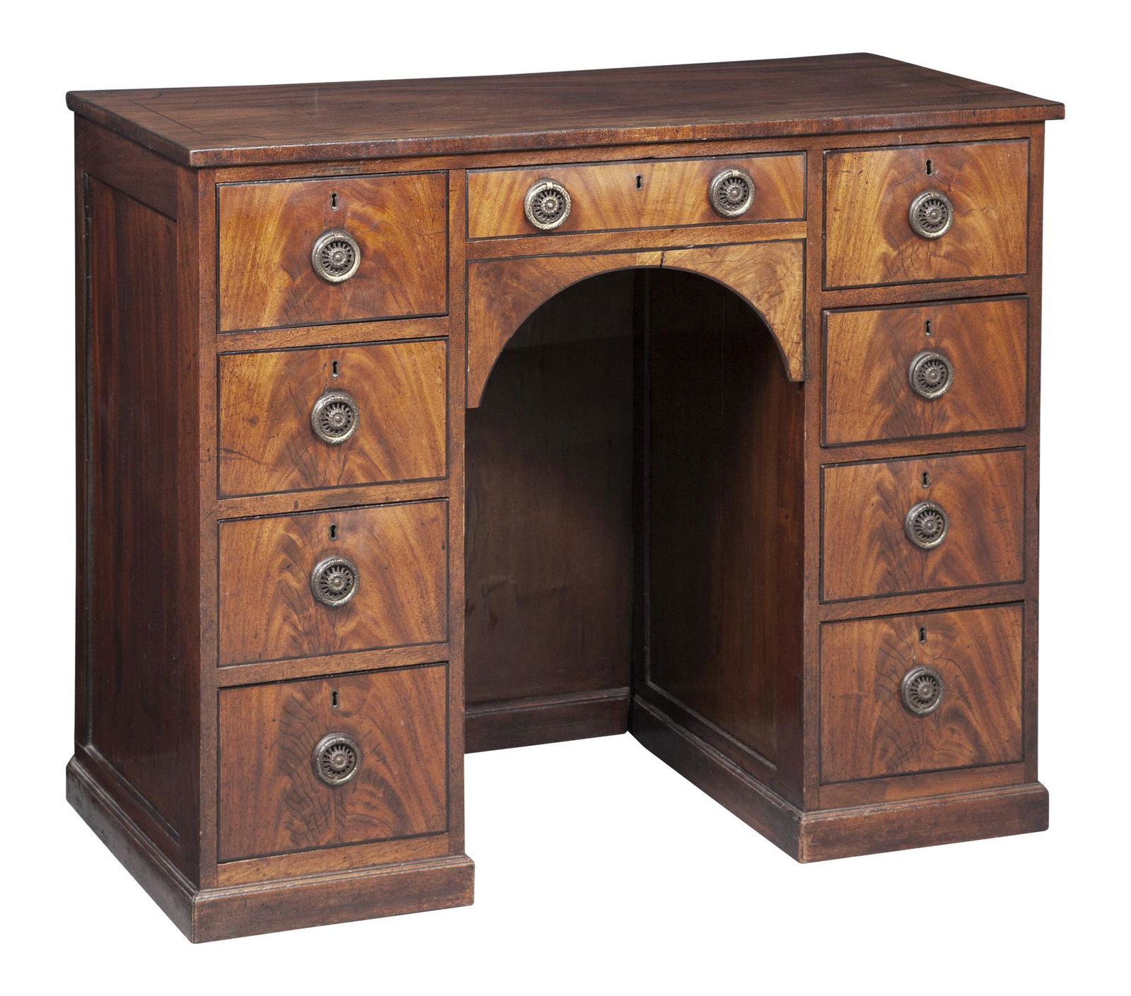 Regency Ebonized Line-Inlaid Mahogany Pedestal Desk (1 of 5)