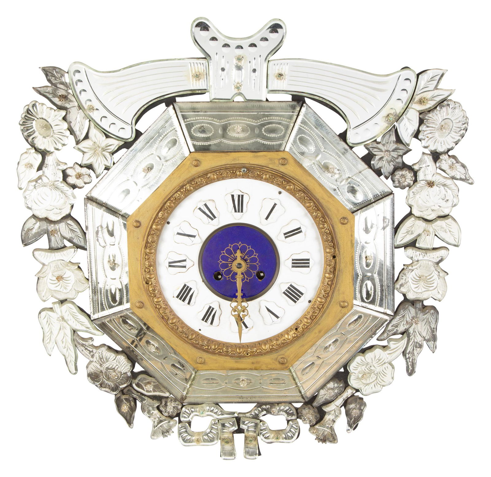 Viennese Enamel and Mirrored Hanging Wall Clock (1 of 2)