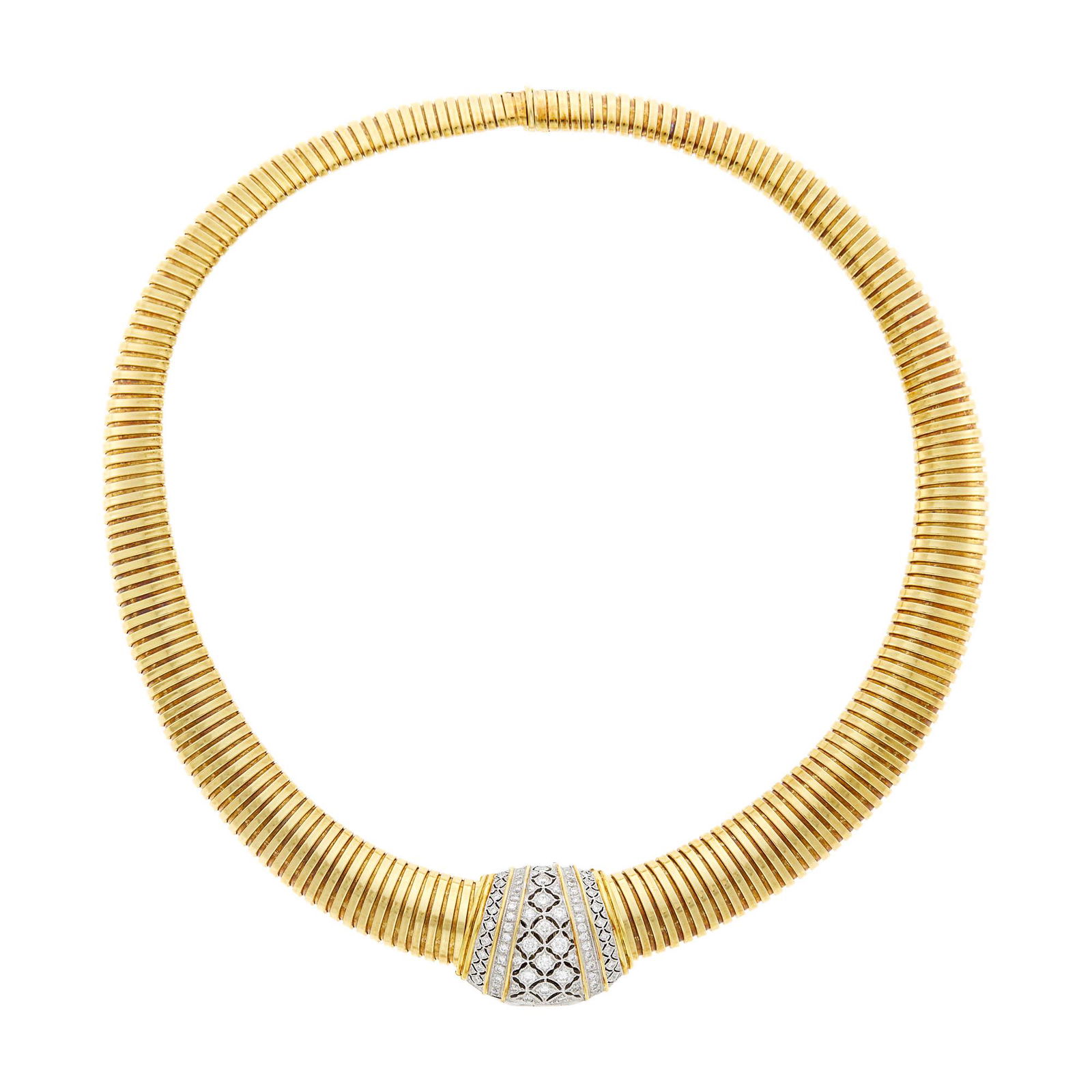Two-Color Gold and Diamond Snake Link Necklace (1 of 2)